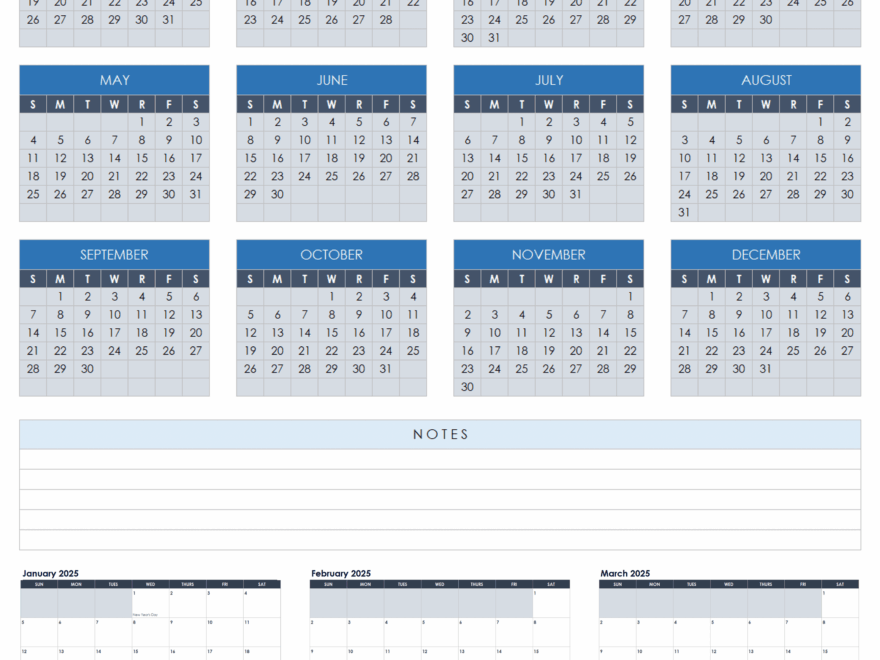 15 Free 2025 Monthly Calendar Templates Smartsheet