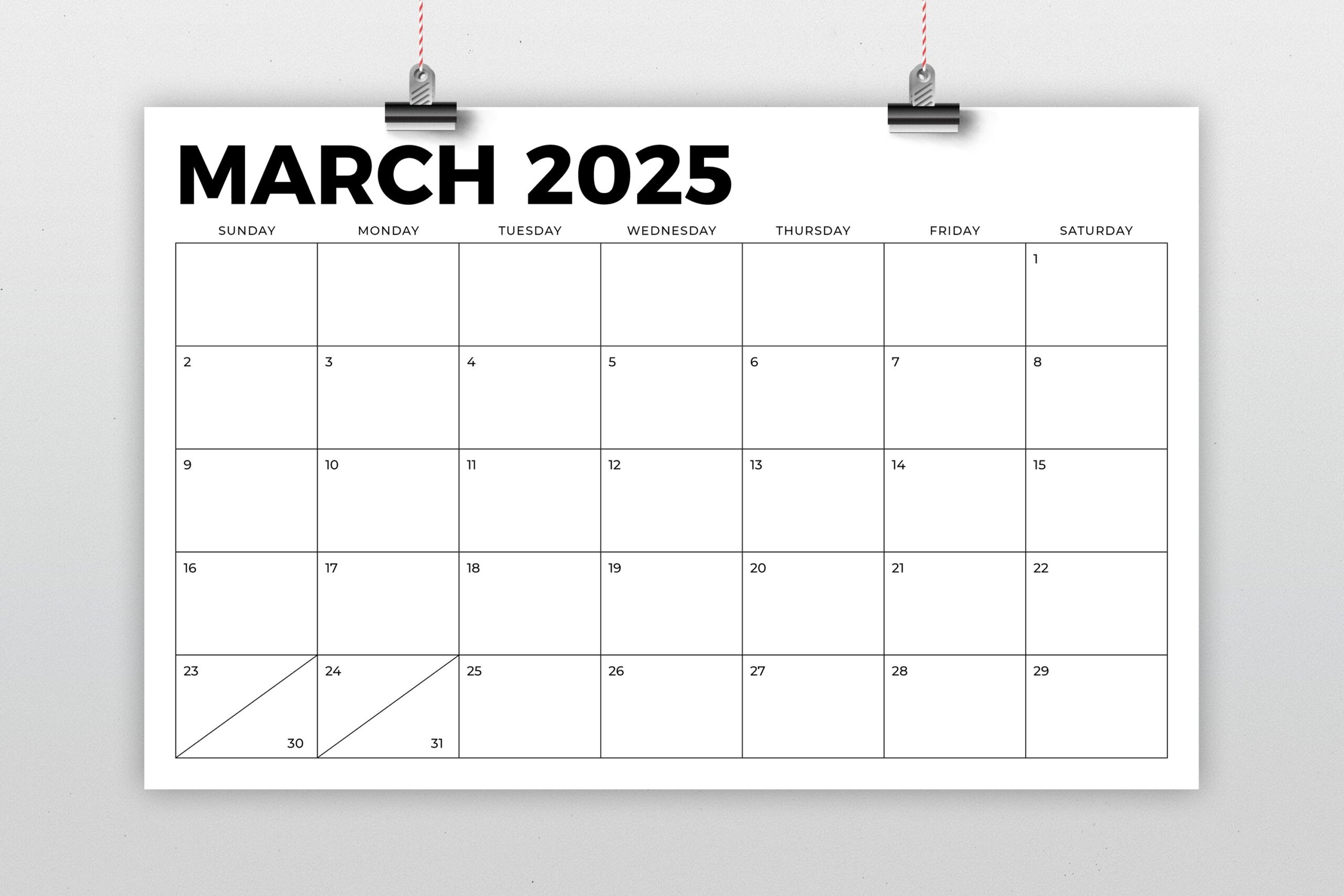 Legal Size Blank 2025 Calendar