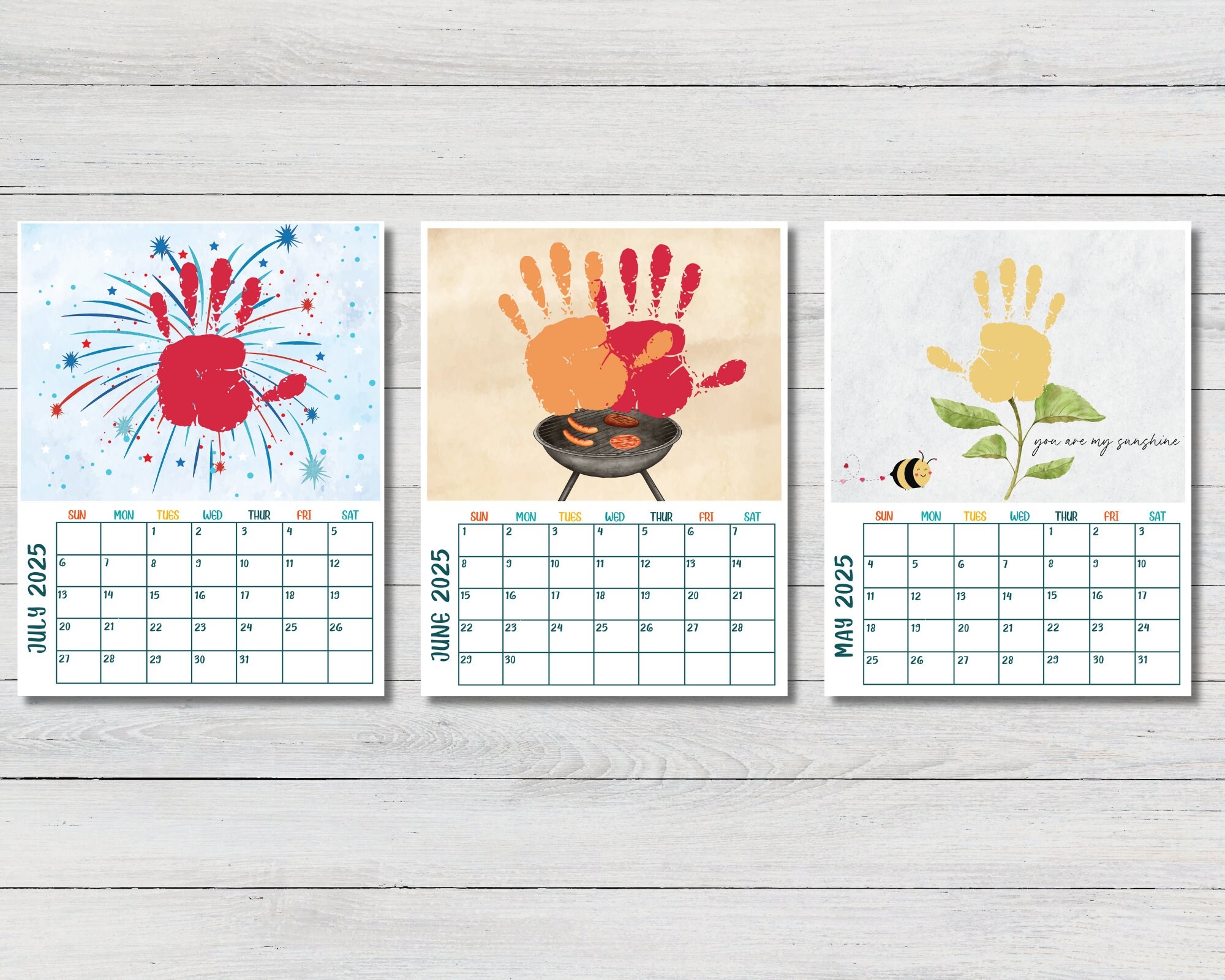 2025 12 Month Handprint Calendar DIY Kid Toddler Baby Craft Calendar Handprint Kids Memory Book Handprint Art Bundle 2025 Kids Calendar Etsy