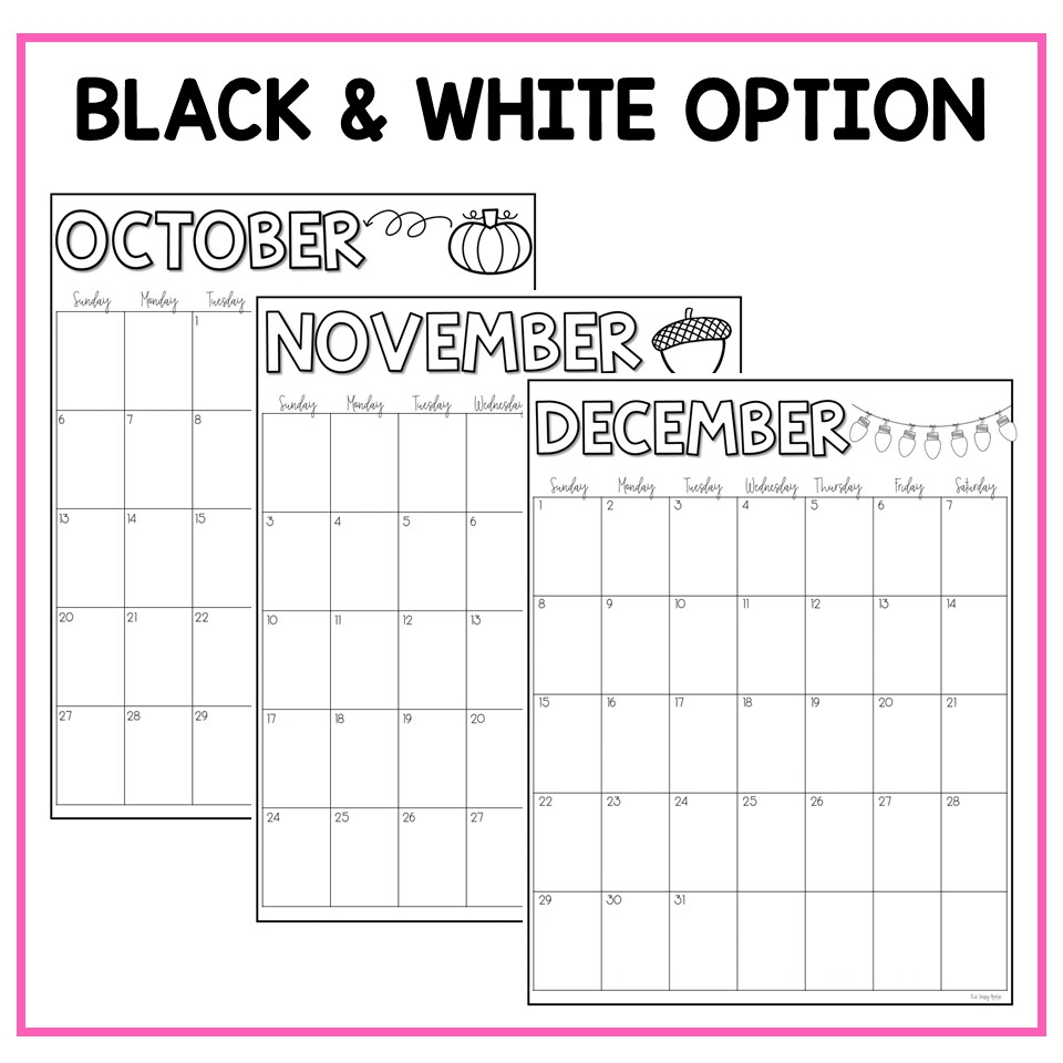2025 2026 EDITABLE Monthly Calendars PRINT DIGITAL ONE Page Portrait Vertical Shop The Sassy Apple