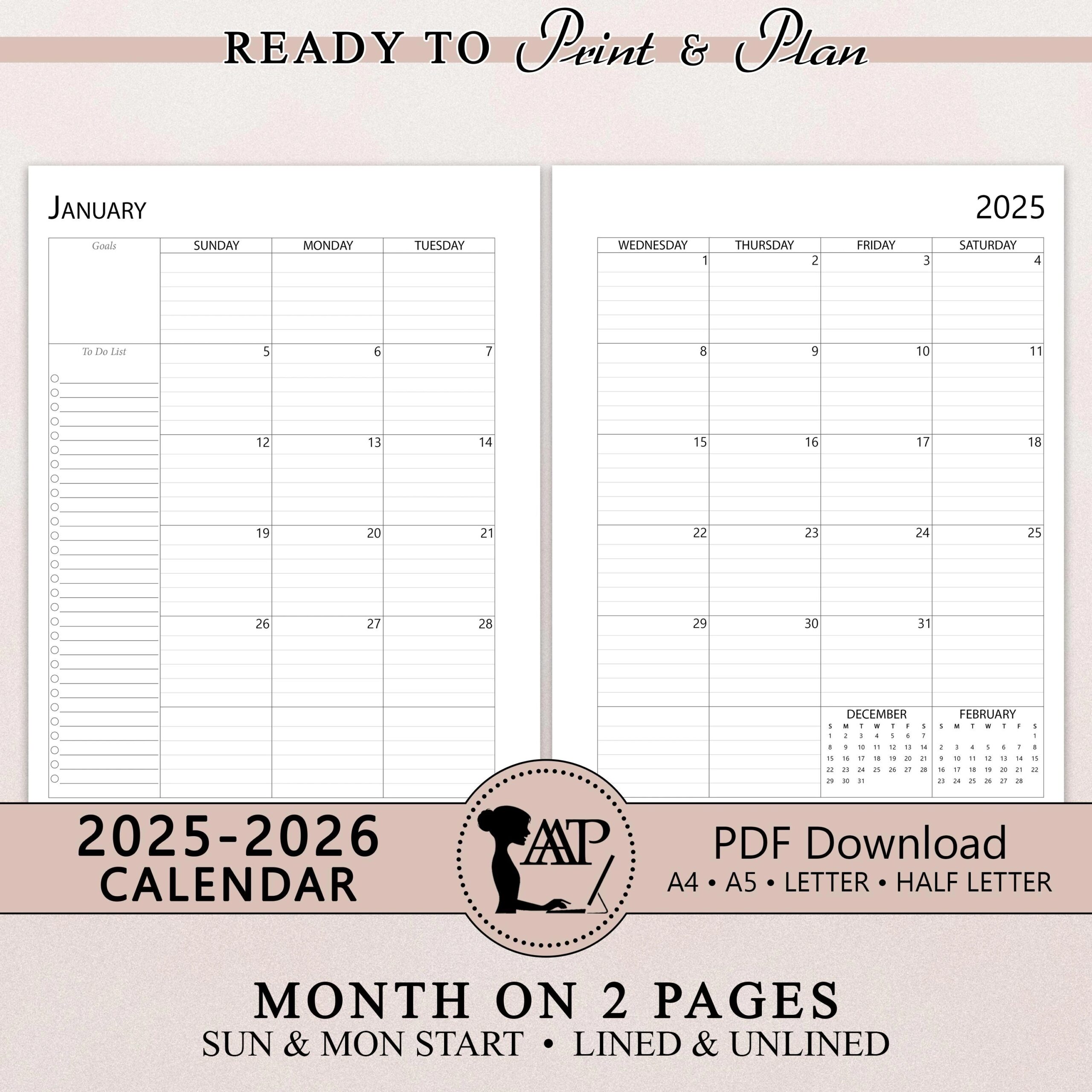 Blank Monthly Calendar 2025 To Print