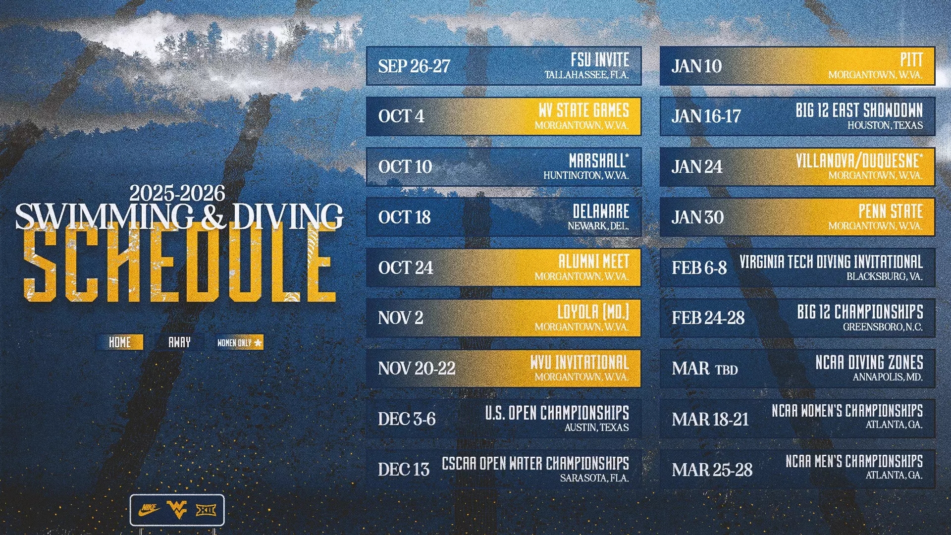 2025 26 Swimming And Diving Schedule Announced West Virginia University Athletics