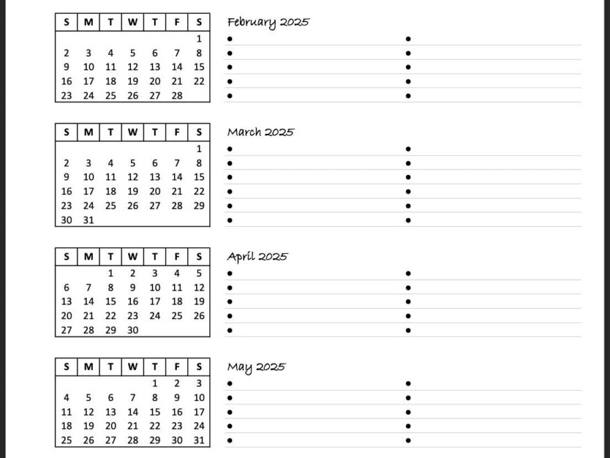 2025 6 month At A Glance Minimalist Calendar 8 5x11 Instant Digital Download PDF File Etsy