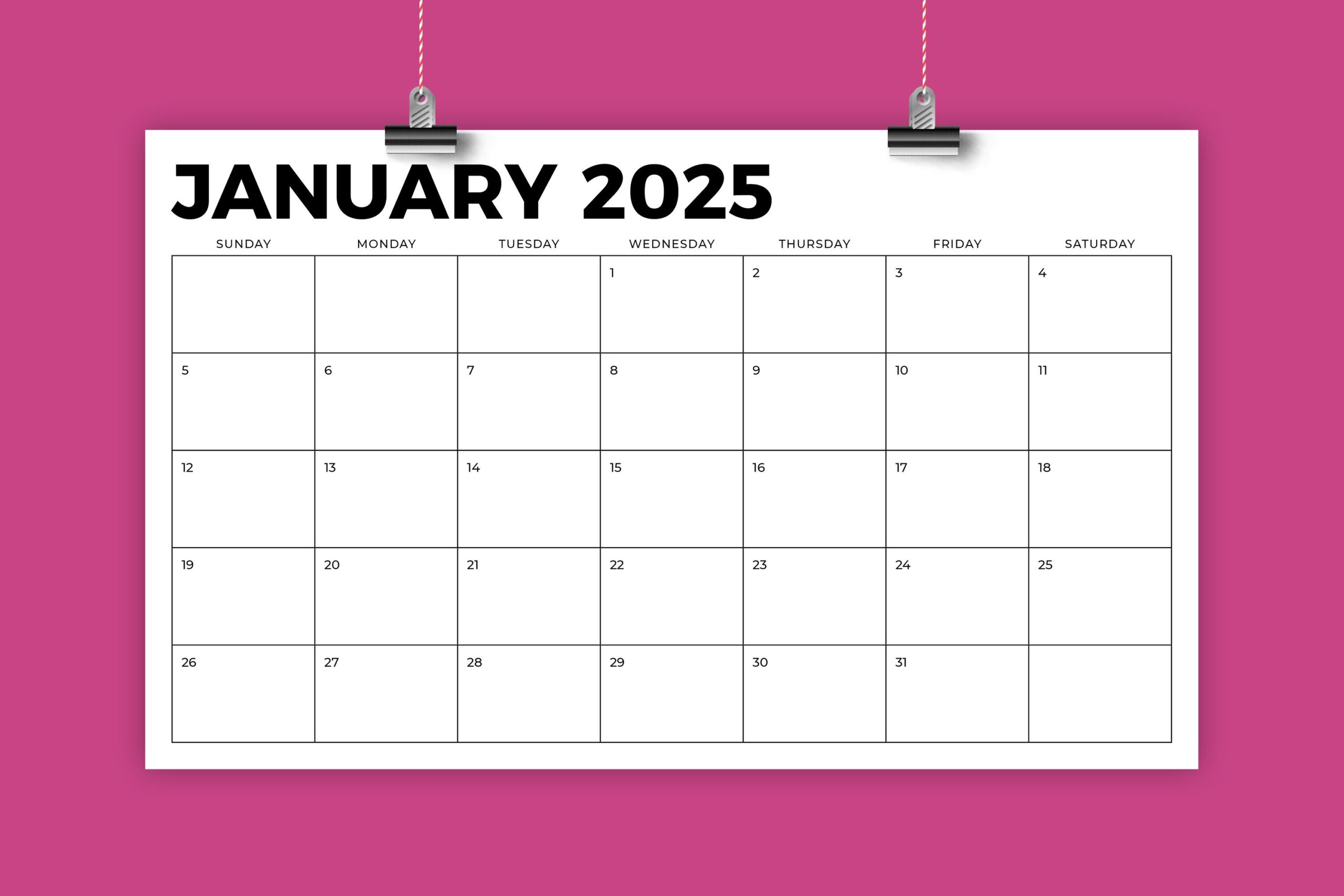 2025 8 5 X 14 Inch Bold Sans Serif Calendar Template By Running With Foxes TheHungryJPEG