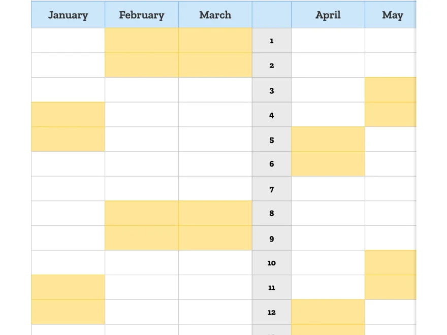 2025 Annual Calendar Template