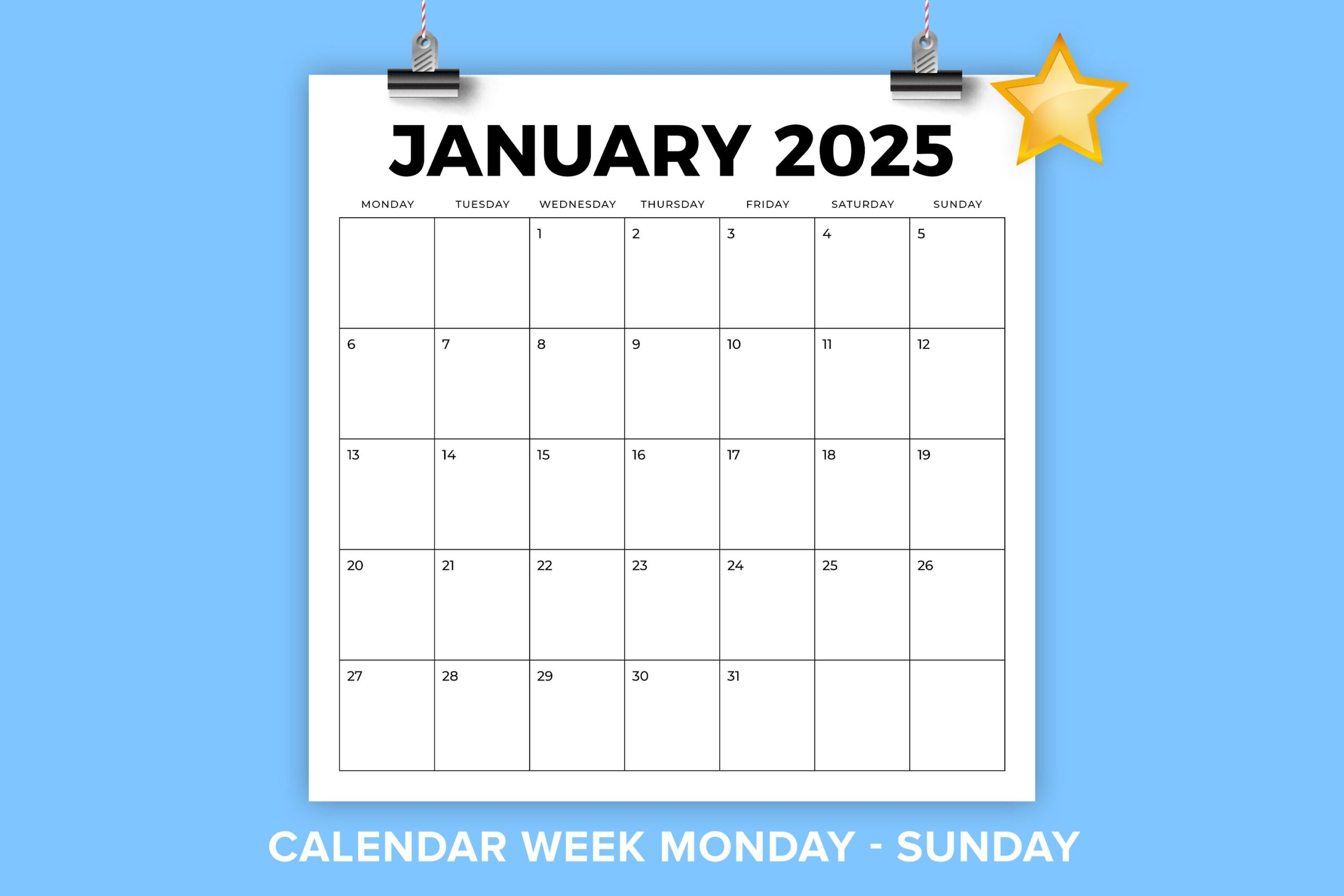 2025 BOLD Mon Sun 12x12 Calendar By Running With Foxes TheHungryJPEG