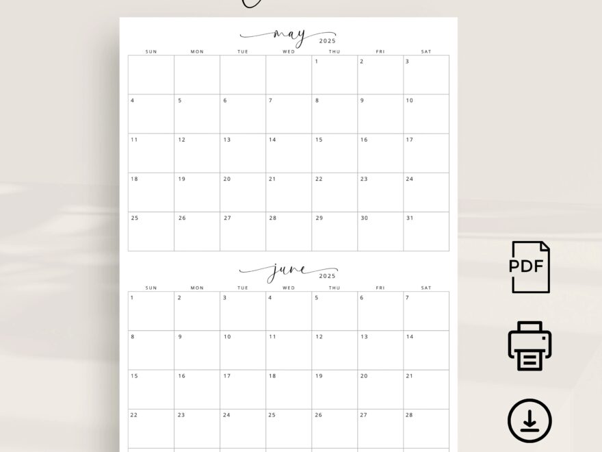 2025 Calendar 2 Months Per Page Calendar 2025 Planner Wall Calendar Two Months Monthly Calendar 2025 Elegant Calendar Printable A4 Letter Etsy