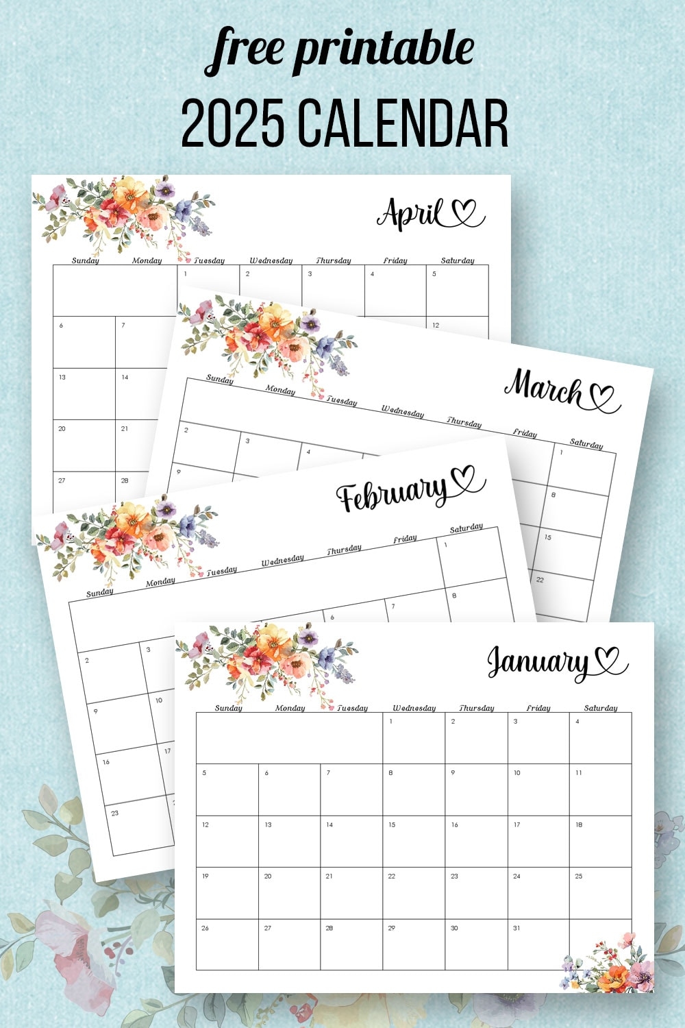 Blank Monthly Calendar Pages 2025