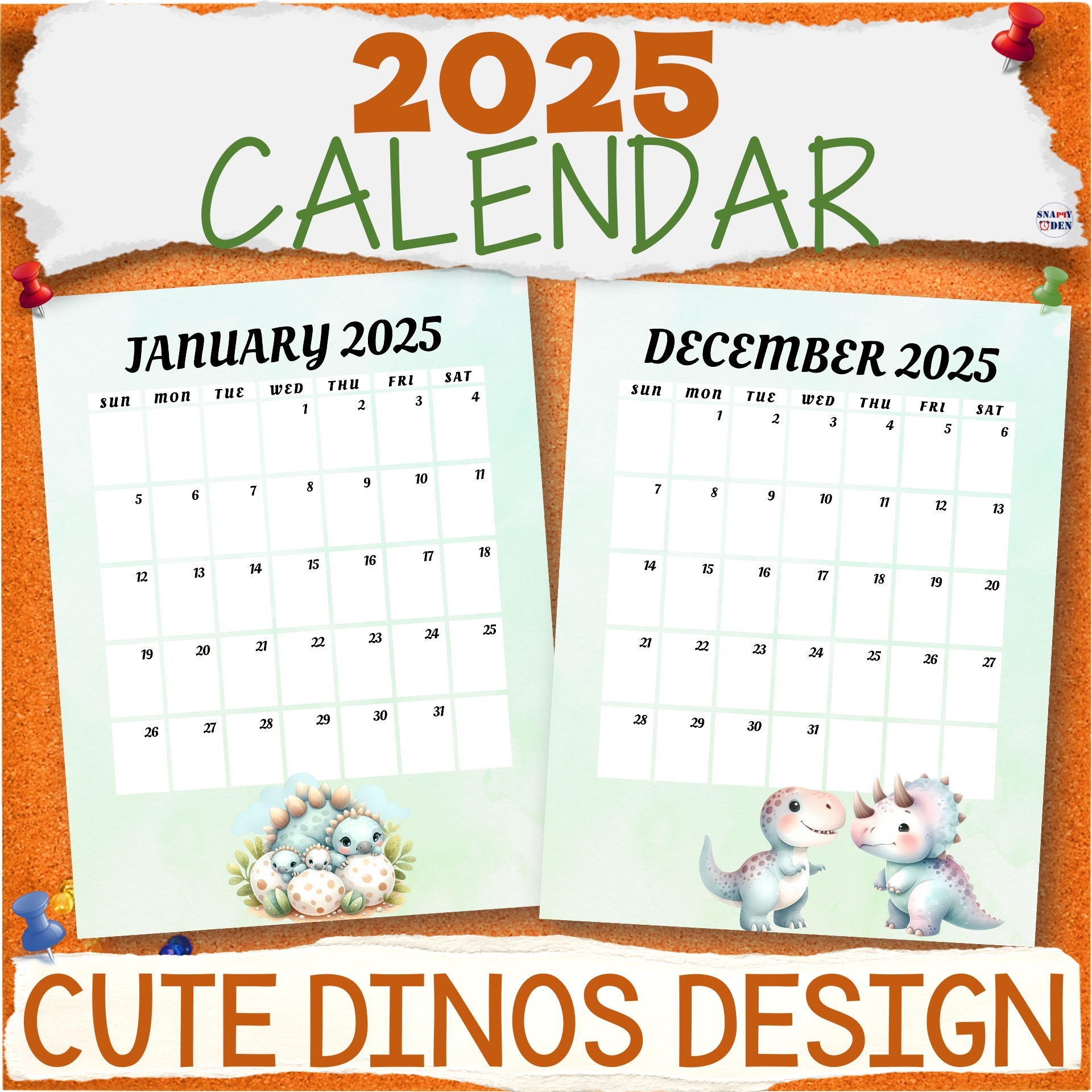 Cute Blank Calendar Printable Template 2025