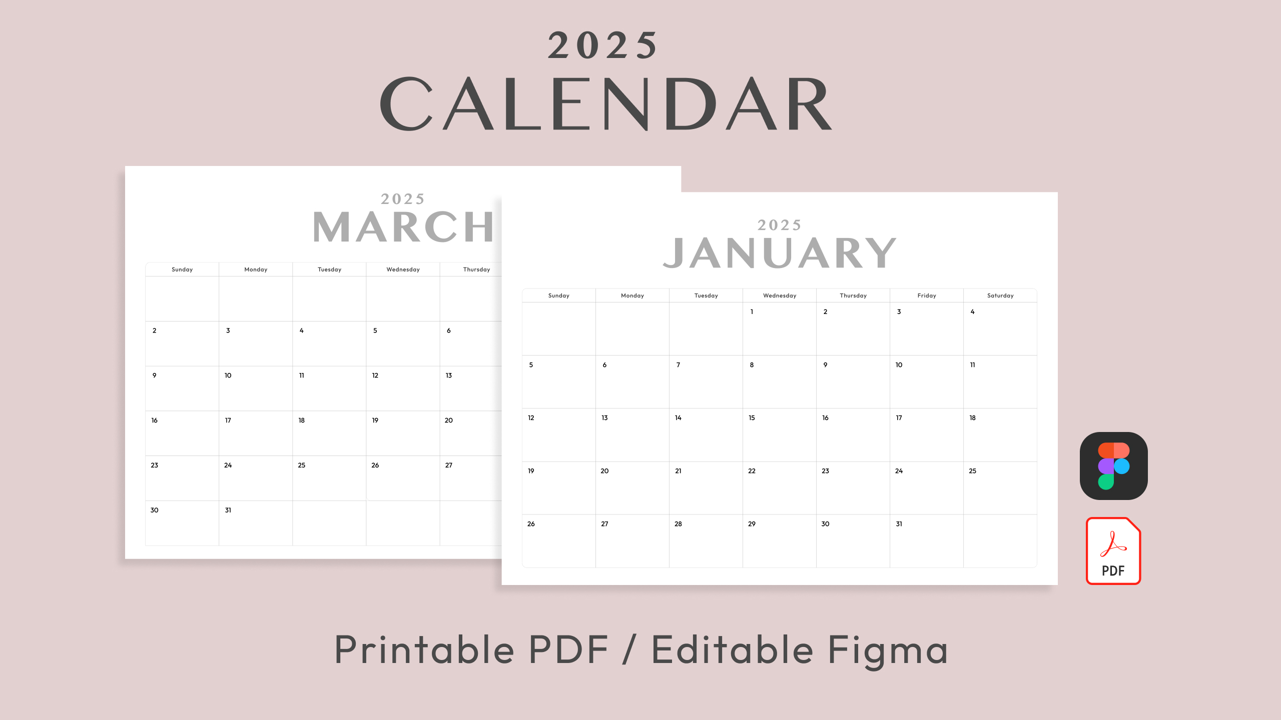 Blank 12 Month Calendar Template 2025