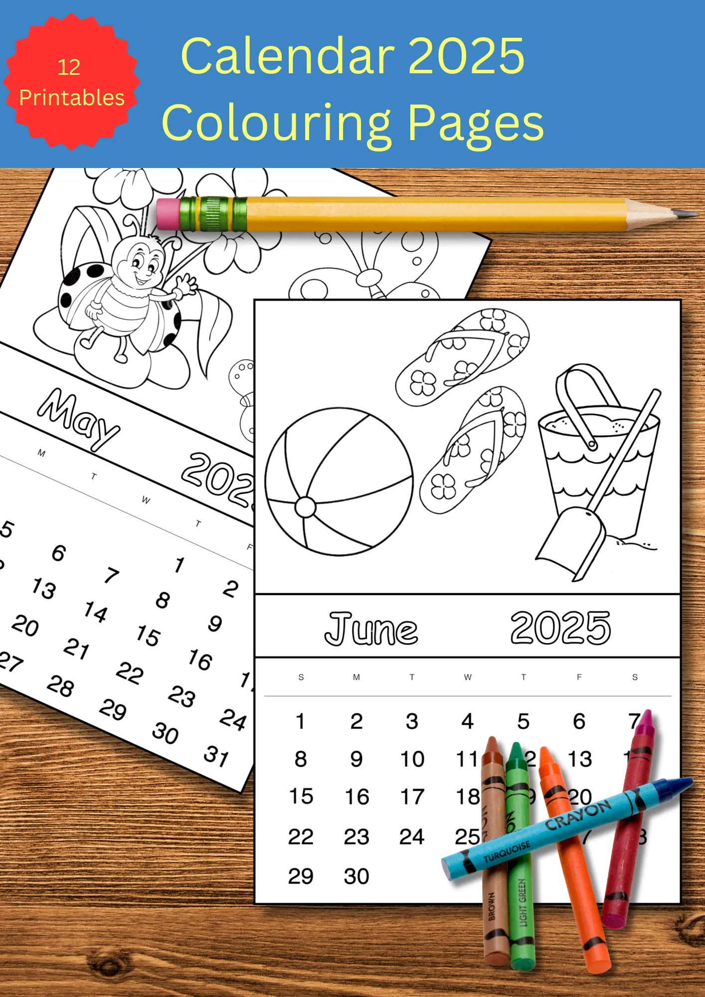 2025 Calendar For Kids With Colouring Pages