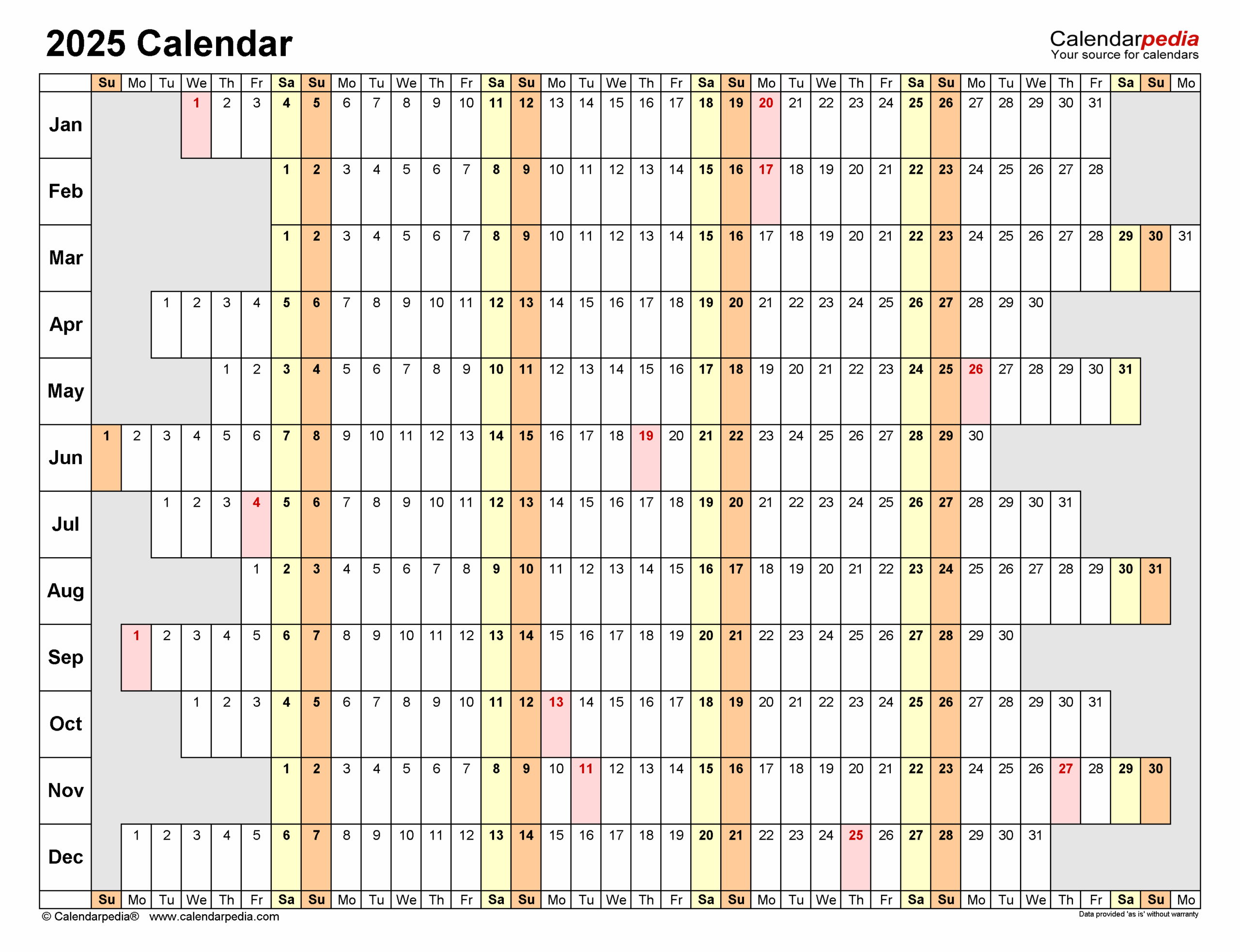 Blank Legal Calendar 2025