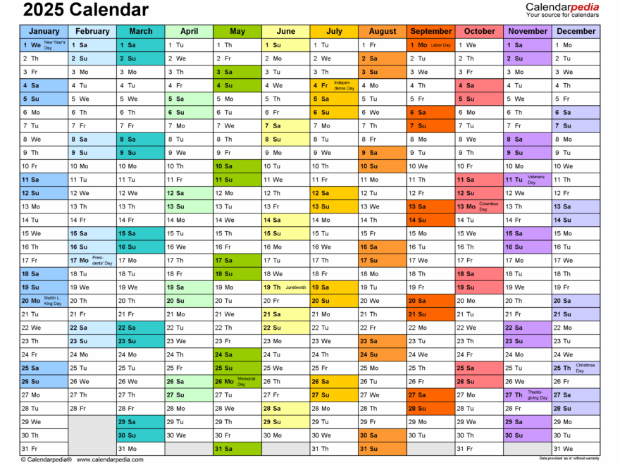 2025 Calendar Free Printable PDF Templates Calendarpedia