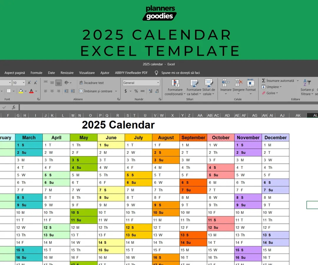 2025 Calendar Planner For Excel Template Horizontal Calendar 2025 Daily Planner Digital Monthly Calendar 2025 Planner Year Planner Etsy Australia