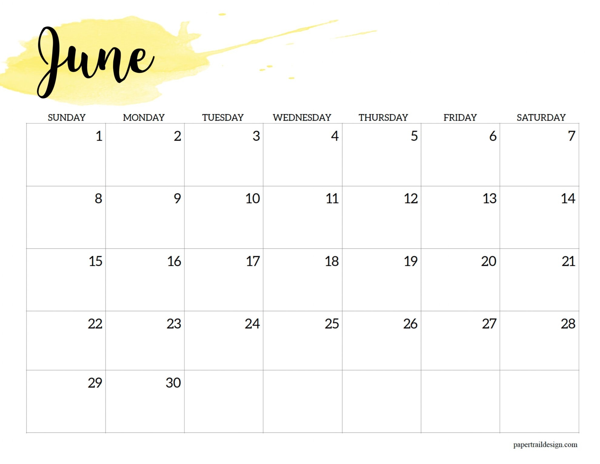 2025 Calendar Printable Watercolor Paper Trail Design