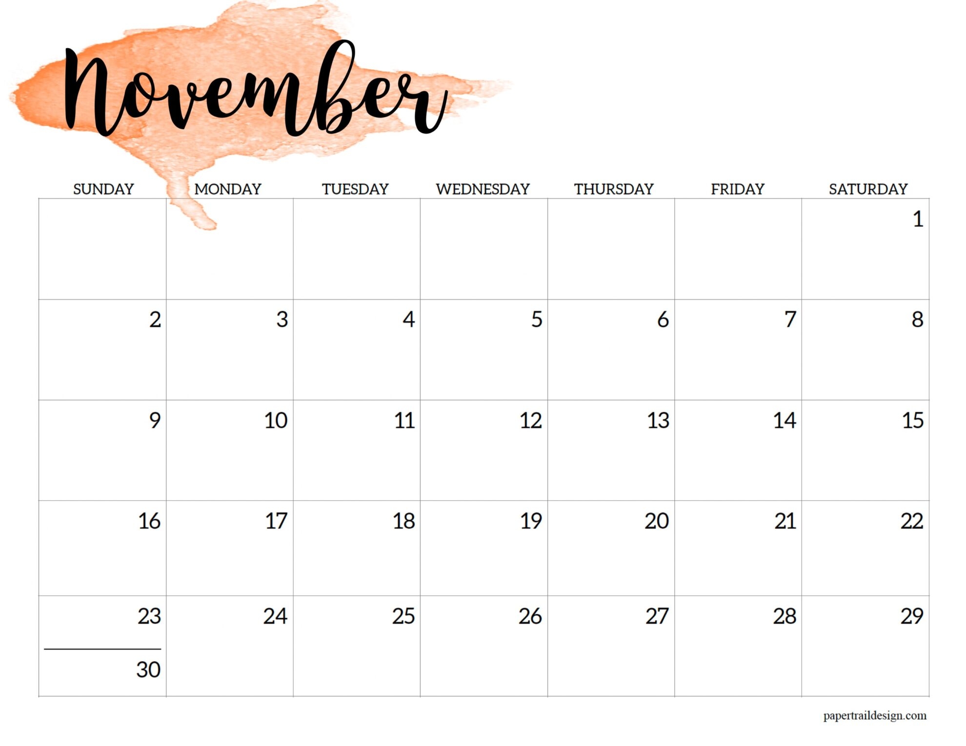 2025 Calendar Printable Watercolor Paper Trail Design