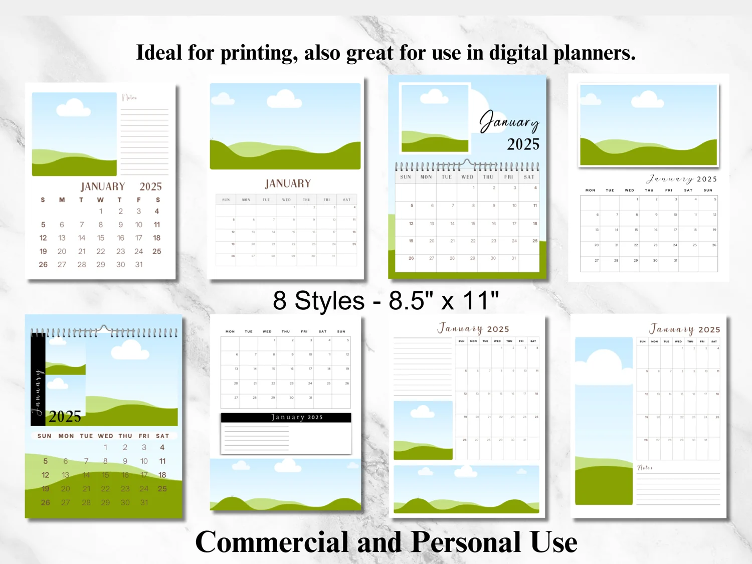 2025 Calendar Template Bundle Photo Yearly Calendar 2025 Wall Calendar Blank Calendar Editable Calendar Canva Editable Calendar DIY Calendar