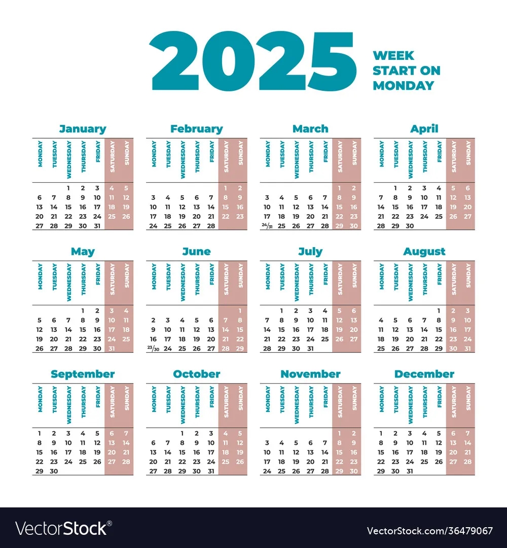 Blank Calendar 2025 Monday To Sunday