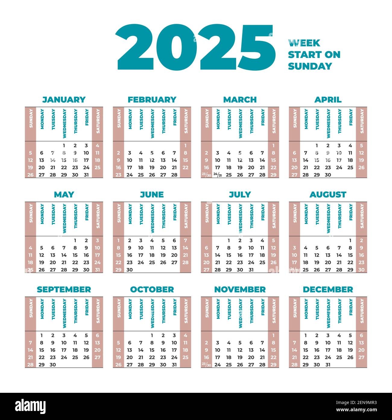 Blank Calendar 2025 Calendar Clipart