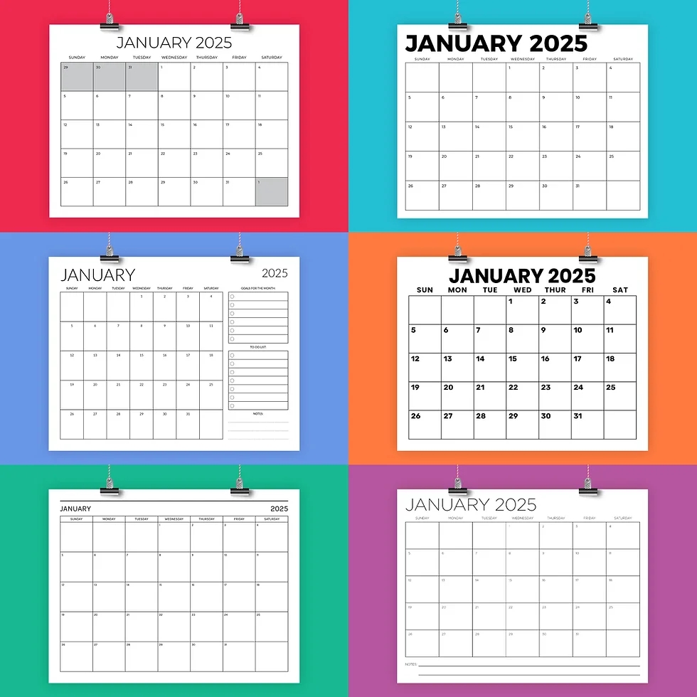 2025 Calendars Blank Template