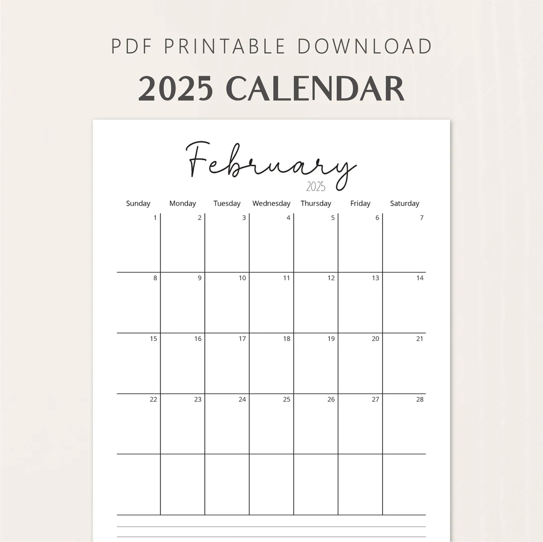 2025 Calendars PORTRAIT Blank Monthly Planner Fillable 8 5x11 Monday Sunday Start Vertical Minimalist Printable PDF Etsy