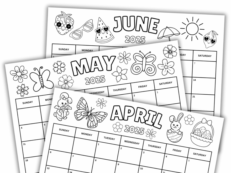 2025 Coloring Calendar Download 2025 Calendar Printable Activity For Kids 12 Month Calendar Worksheet Seasonal Monthly Coloring Pages 2025 Classful