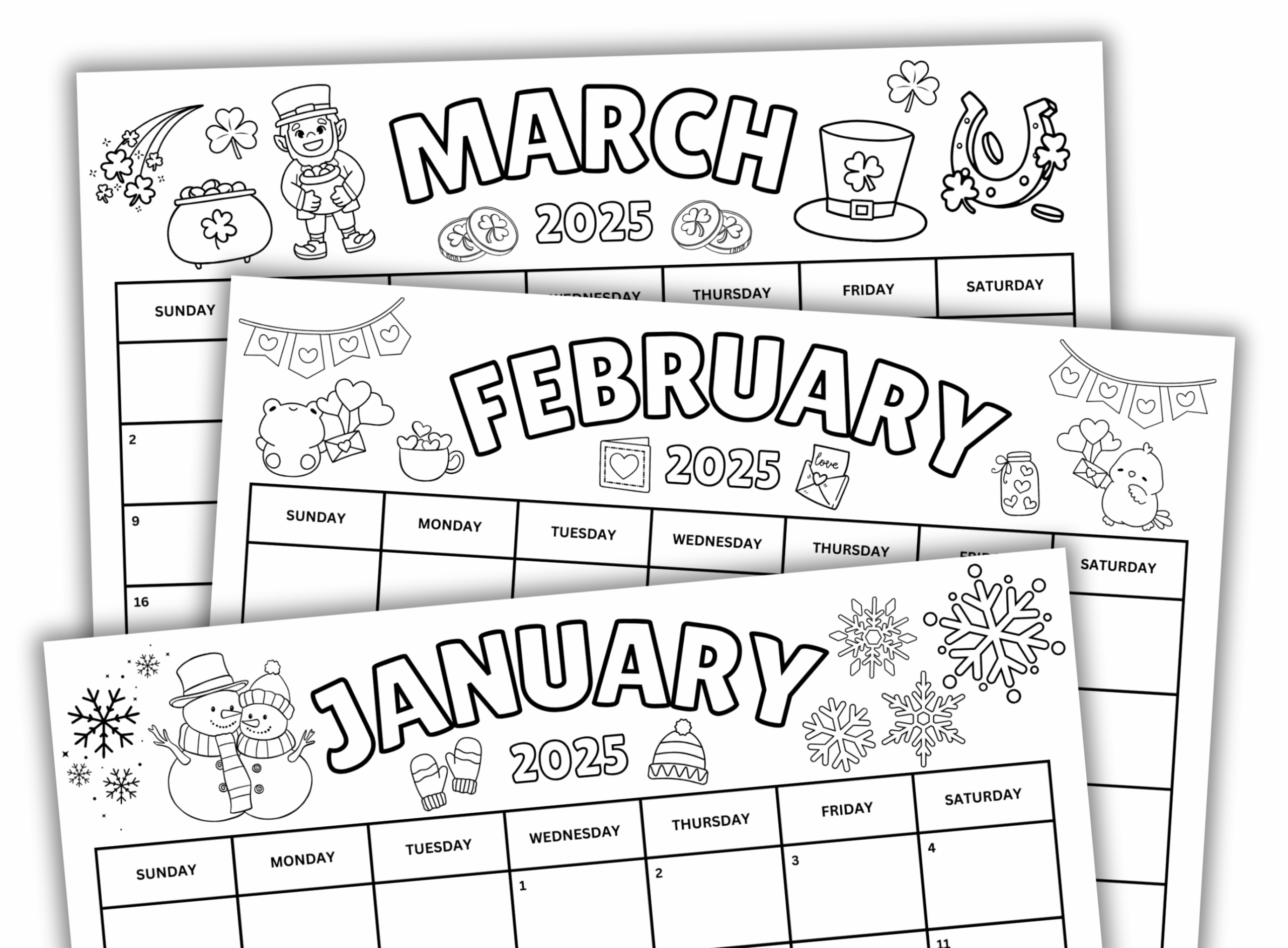 Blank Calendars Pages 2025