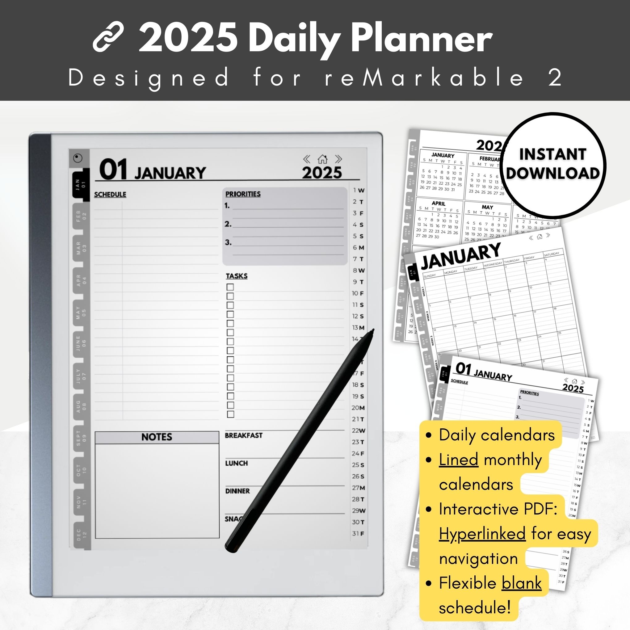 Blank Daily Calendar 2025