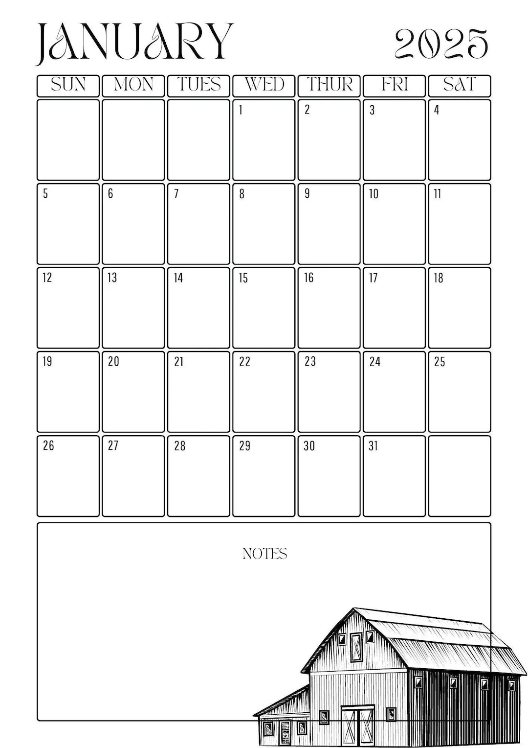2025 Blank Printable Calendar With Holidays
