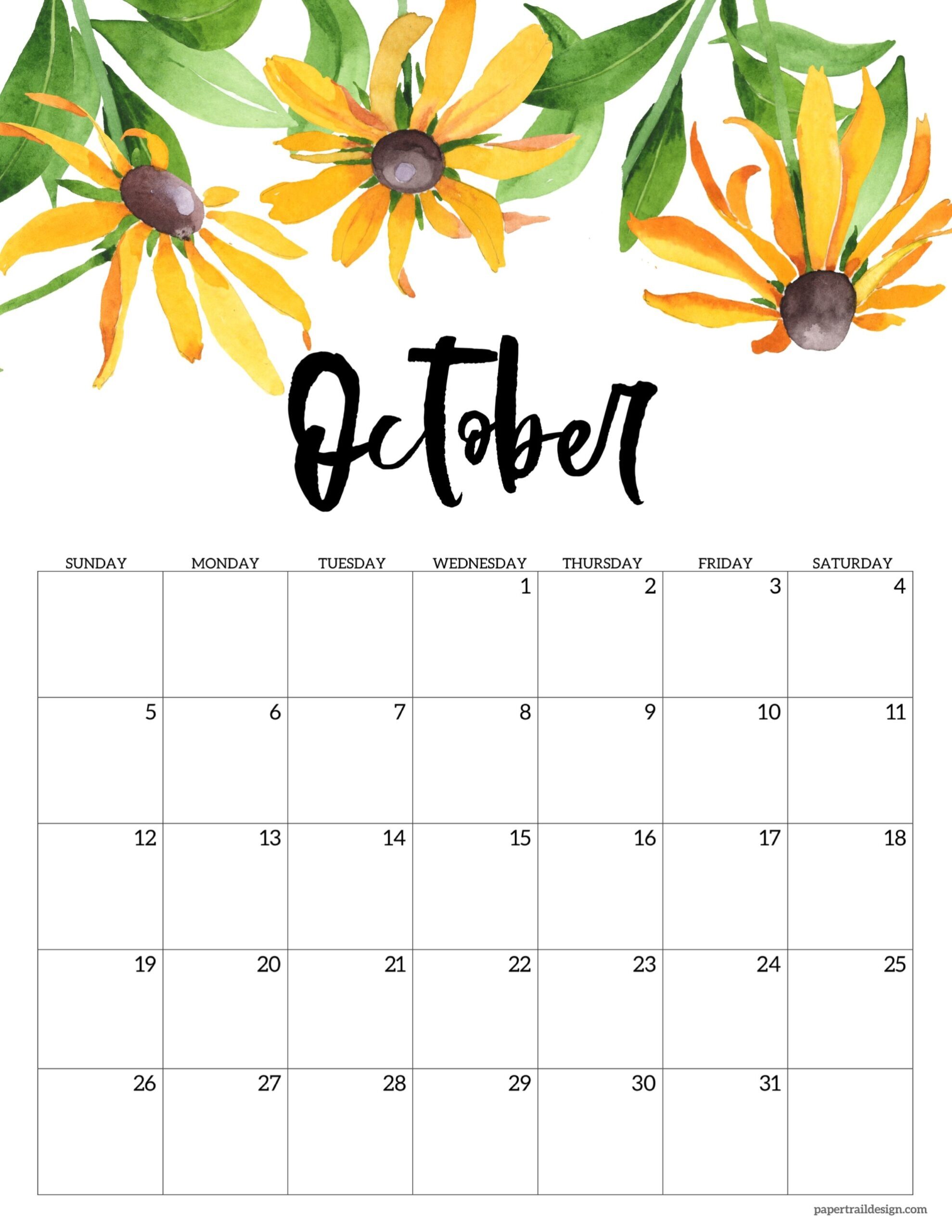 Blank October 2025 Calendar