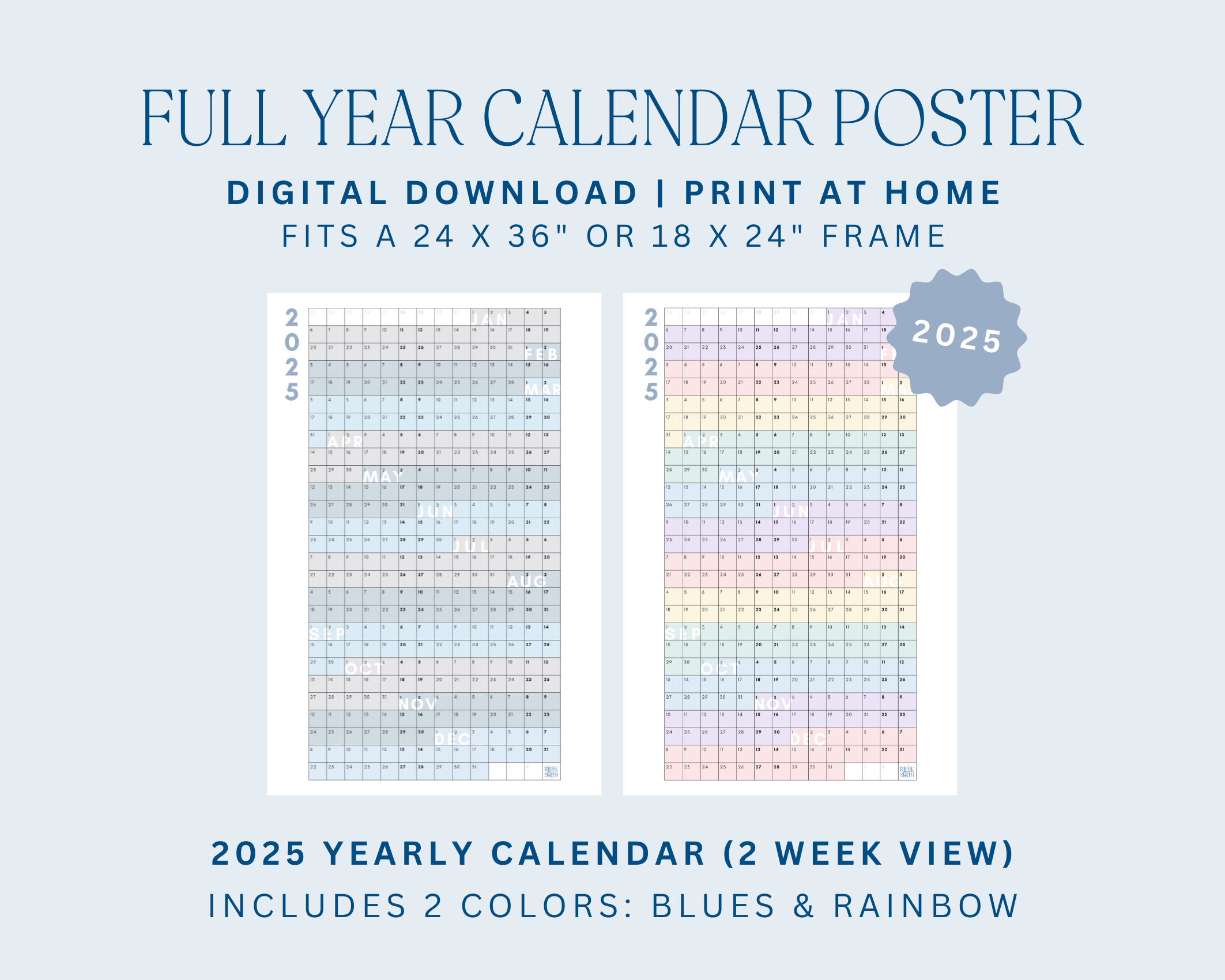 Full Year Blank Calendar 2025