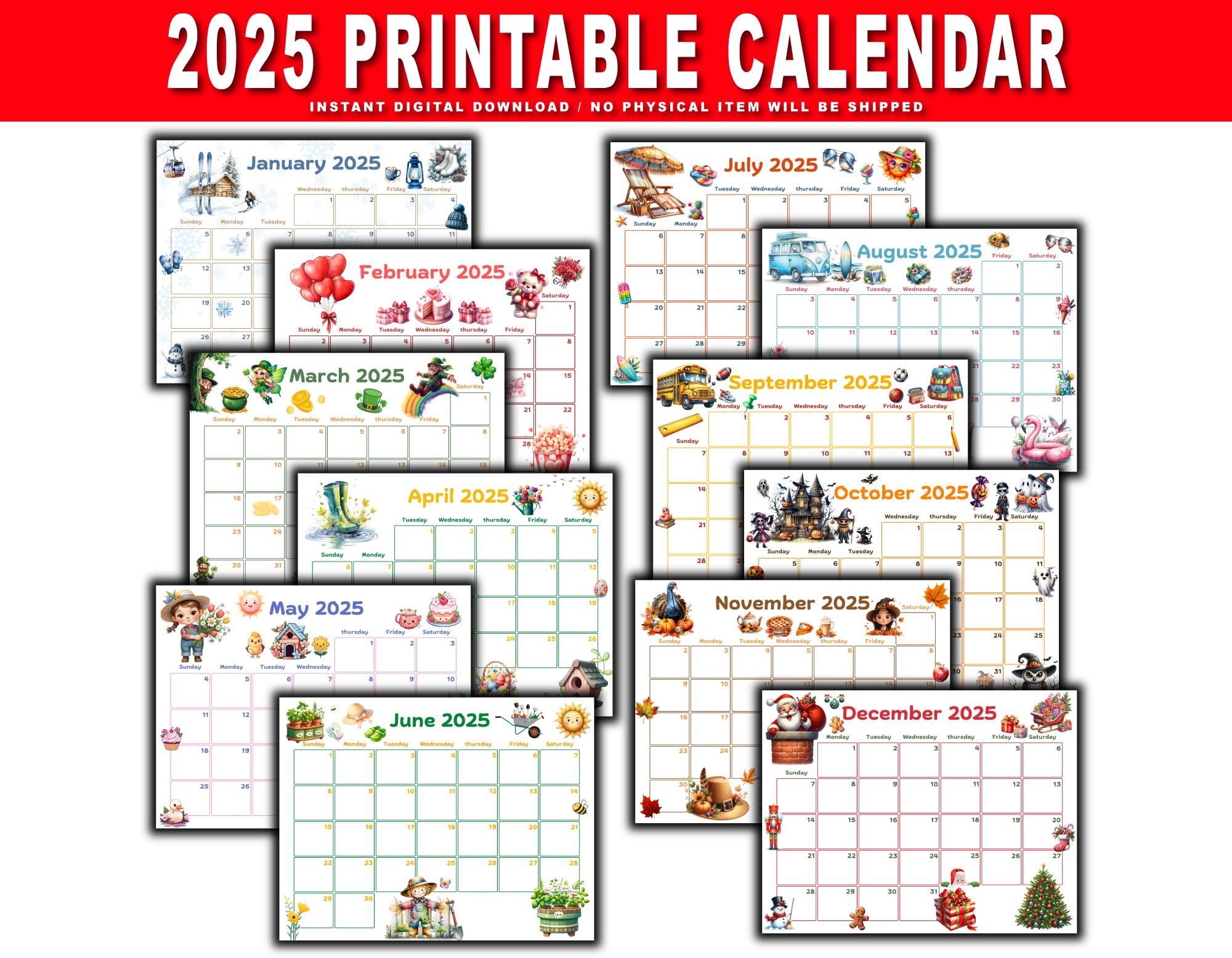Blank Summer Calendar 2025