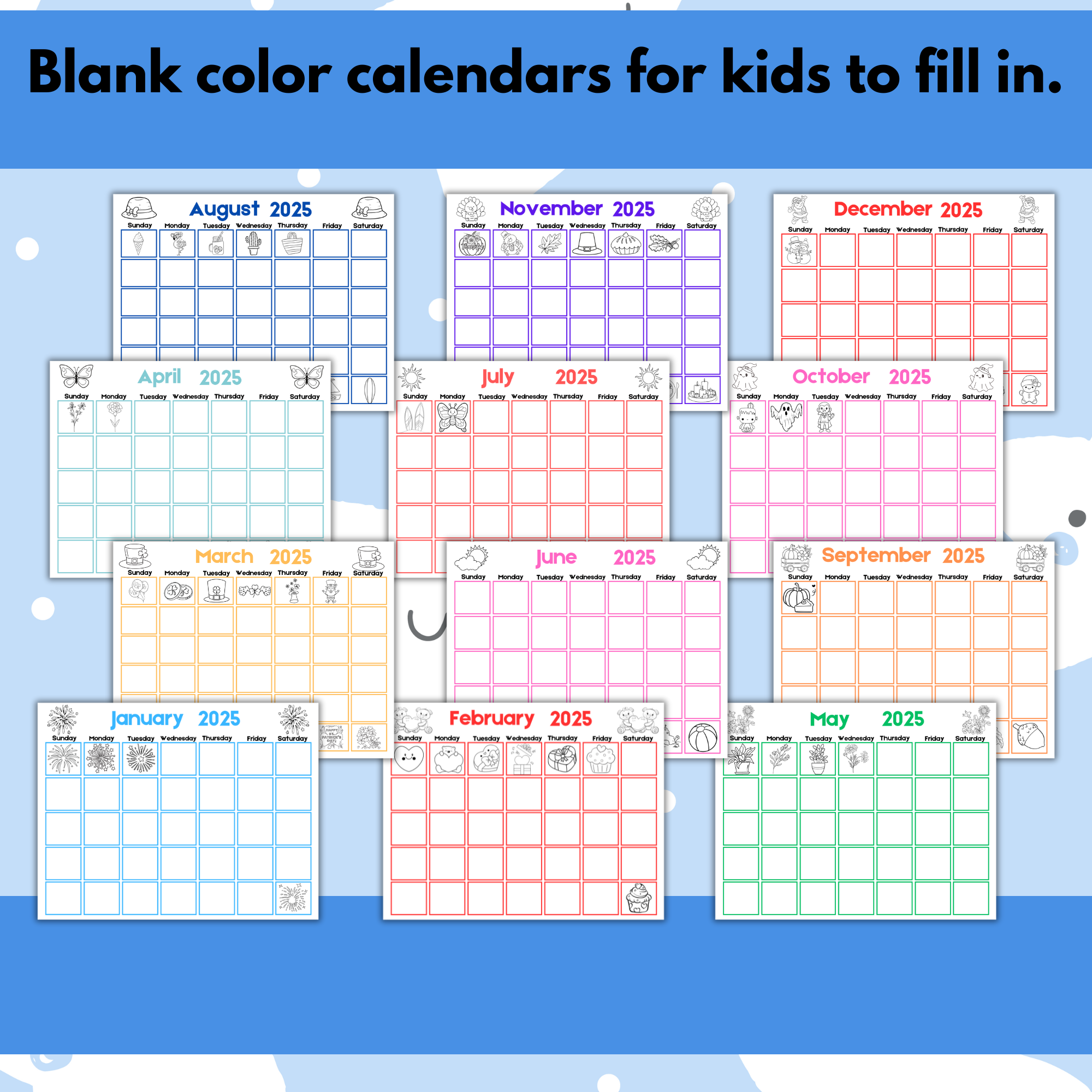 2025 Kids Traceable Calendar Printable Mess For Less Shop