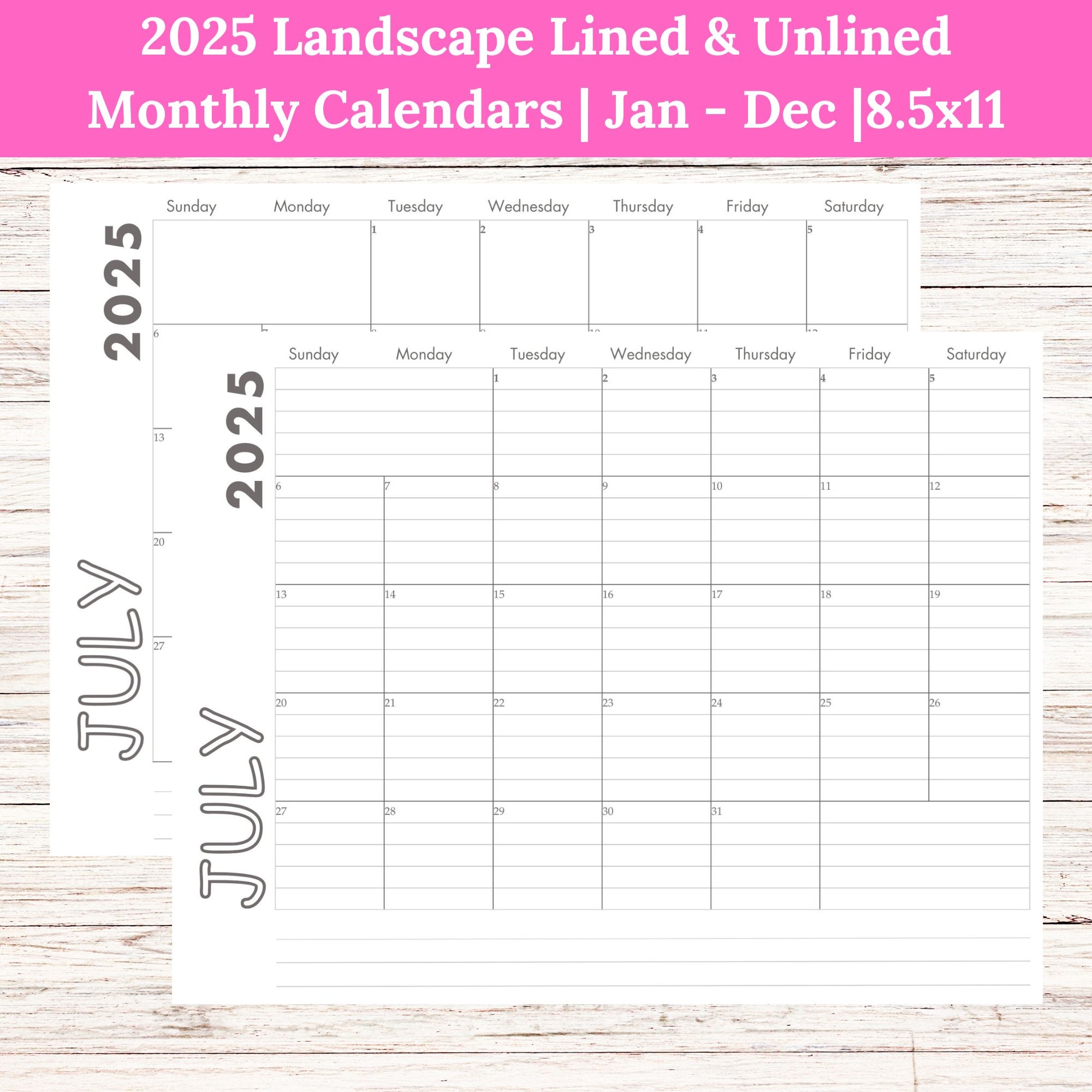 Blank Month By Month Calendar 2025