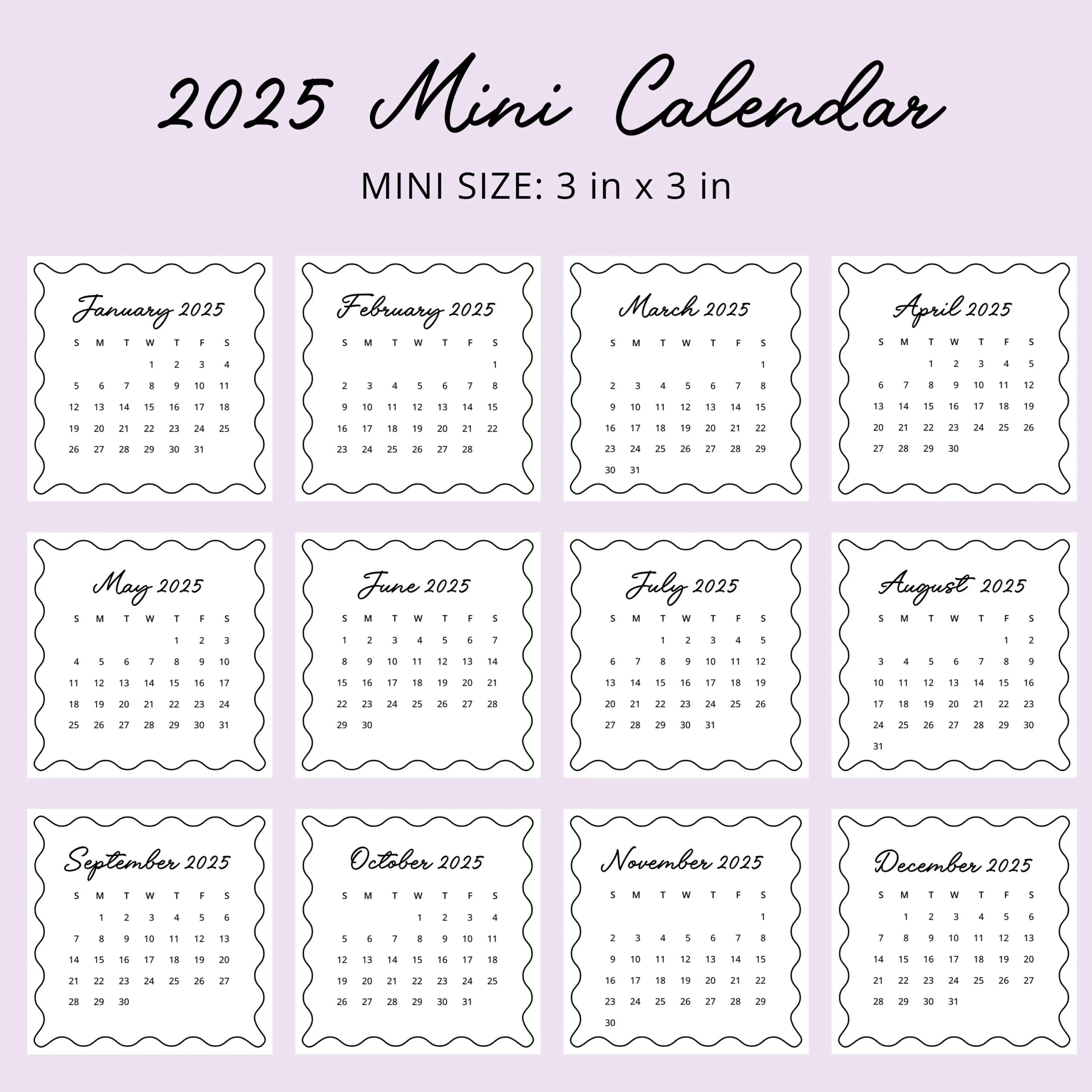 Blank Calendar 2025 Small