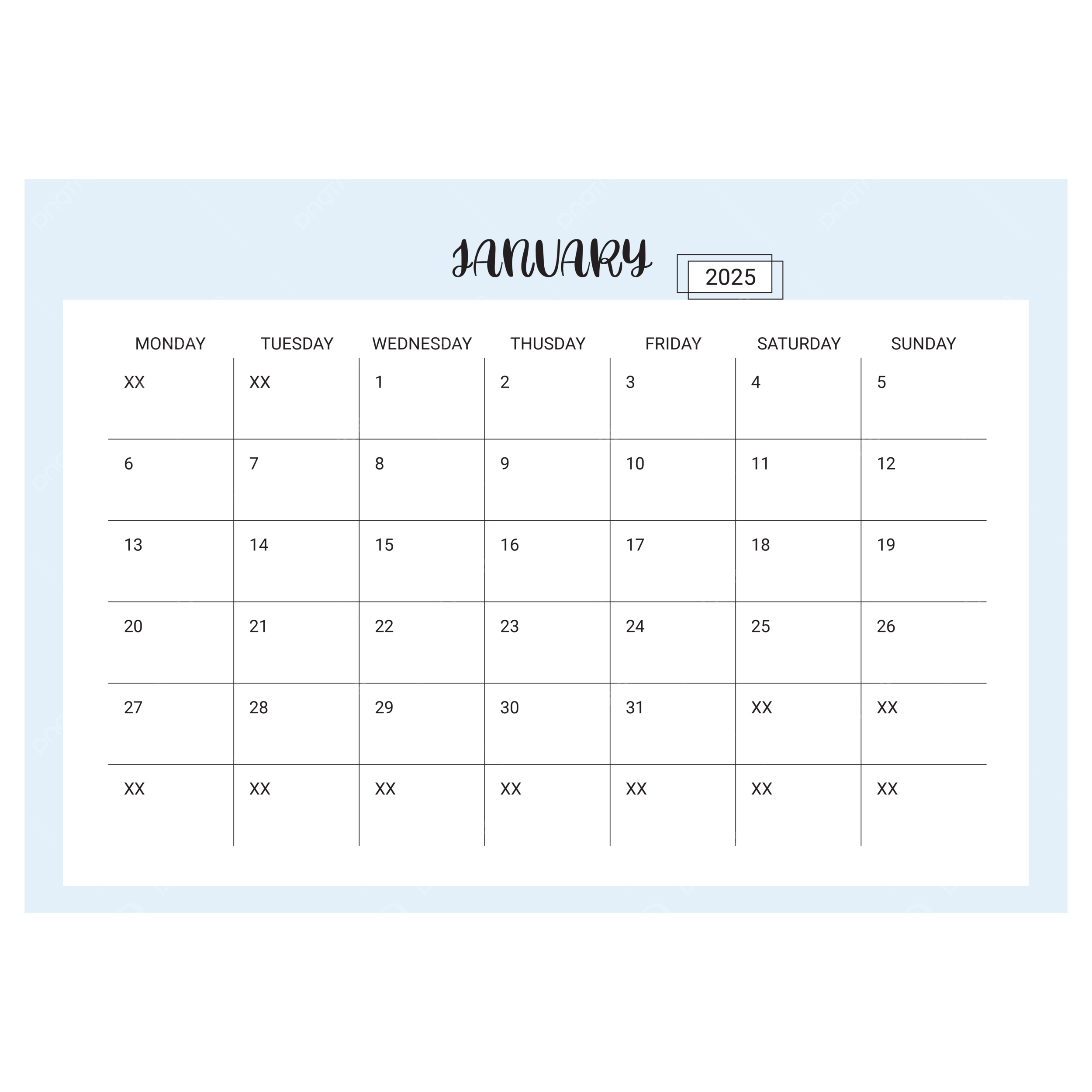 2025 Minimalist Calendar Template Simple And Functional Vector Template Download On Pngtree