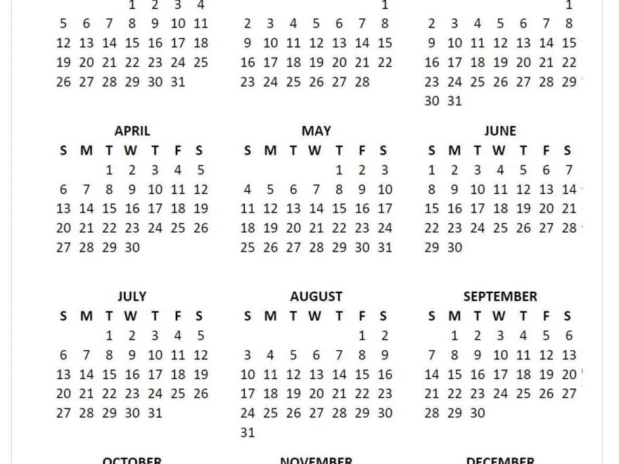 2025 Minimalist Calendar Year At A Glance Printable instant Download Etsy