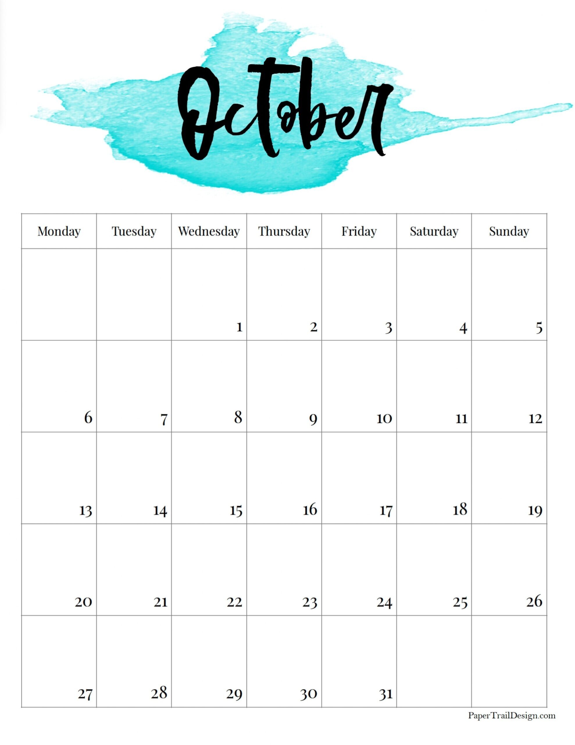Calendar Blank October 2025