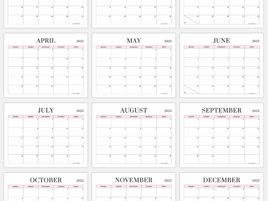 2025 Monday To Friday Calendar Printables Cute Free JellyMemos