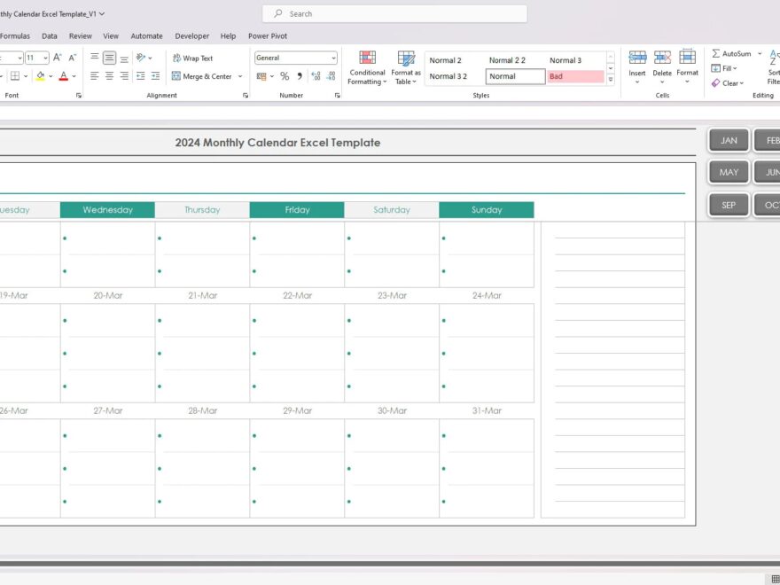 2025 Monthly Calendar Excel Template Goals Tasks printable Etsy