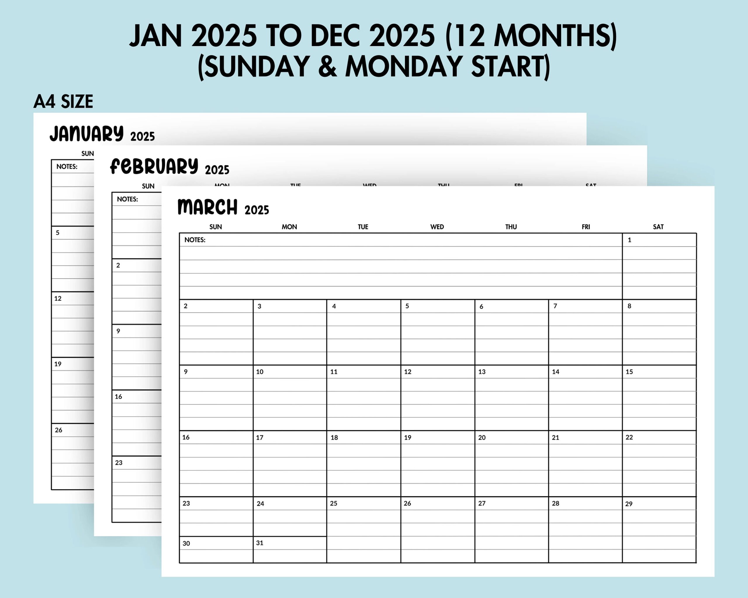 2025 Monthly Calendar Printable 2024 Calendar jul To Dec 2025 Lined Calendar PDF 2025 Minimalist Calendar With Notes 2025 Yearly Planner Etsy