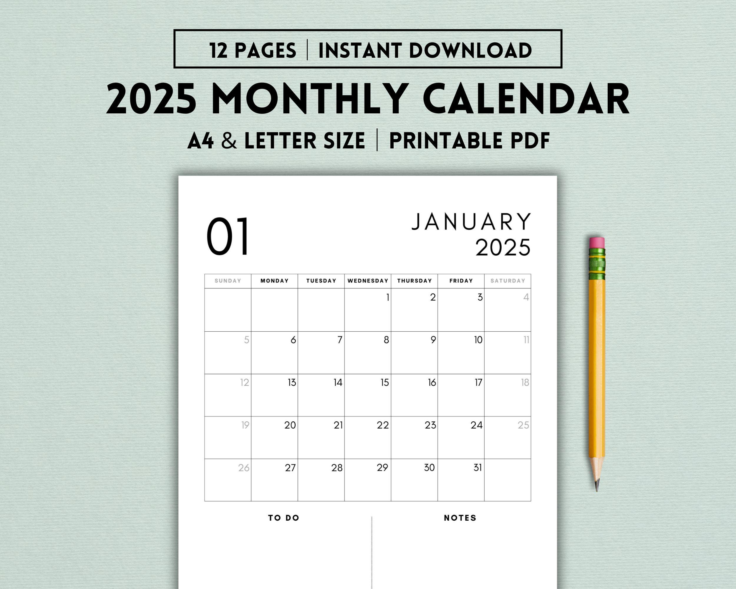 2025 Monthly Calendar Printable 2025 Planner 2025 Desk Calendar 2025 Wall Calendar Vertical Calendar Minimalist Instant Download Etsy 2025 Monthly Calendar Printable 2025 Planner 2025 Desk Calendar 2025 Wall Calendar Vertical Calendar Minimalist Instant Download Etsy