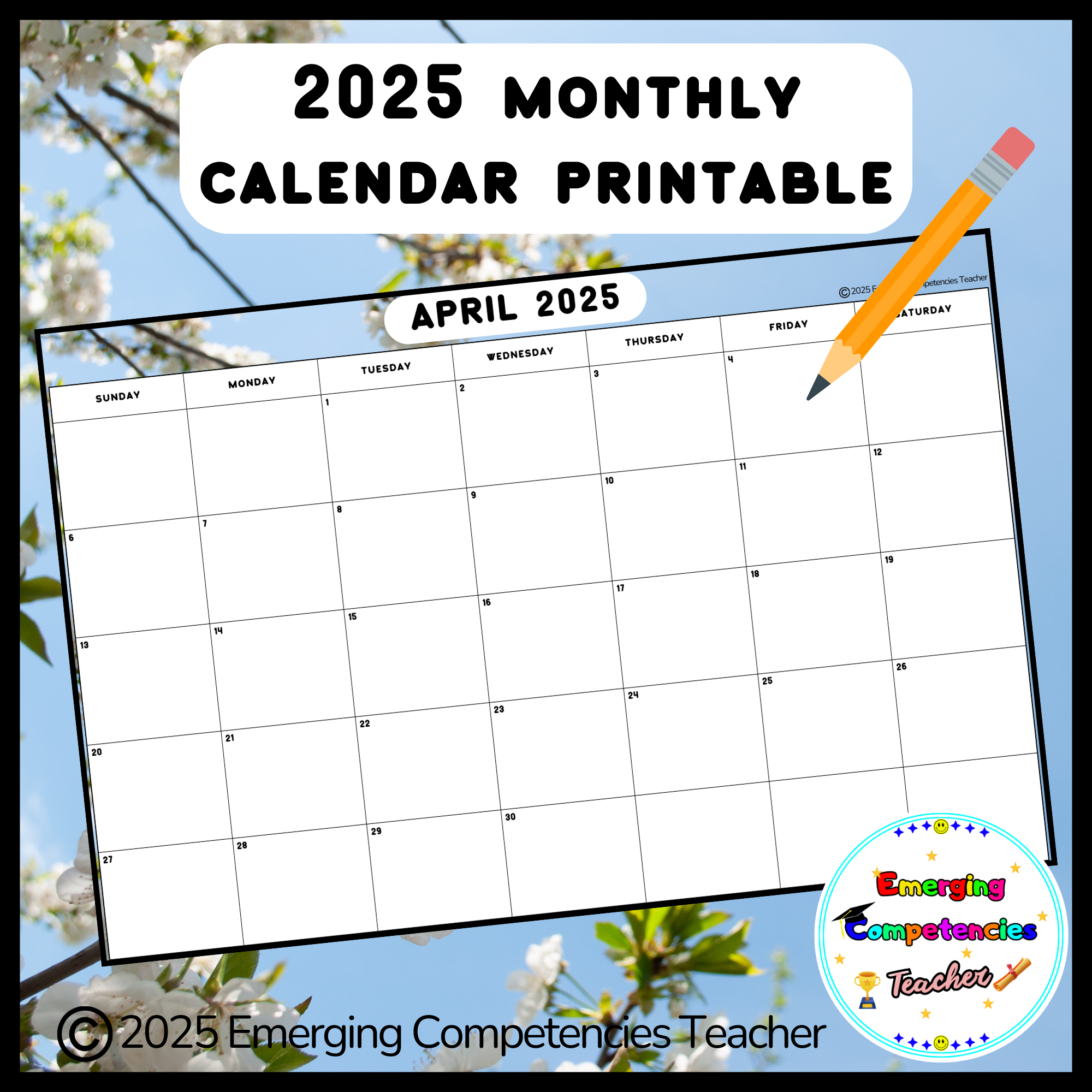 2025 Monthly Calendar Templates Printable Made By Teachers
