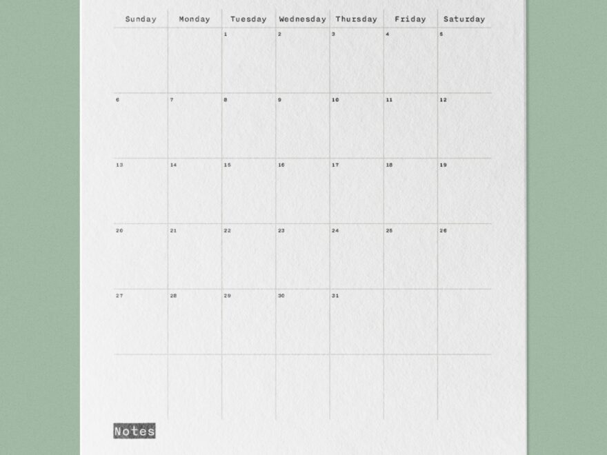 2025 Monthly Calendar Typewriter Digital Download