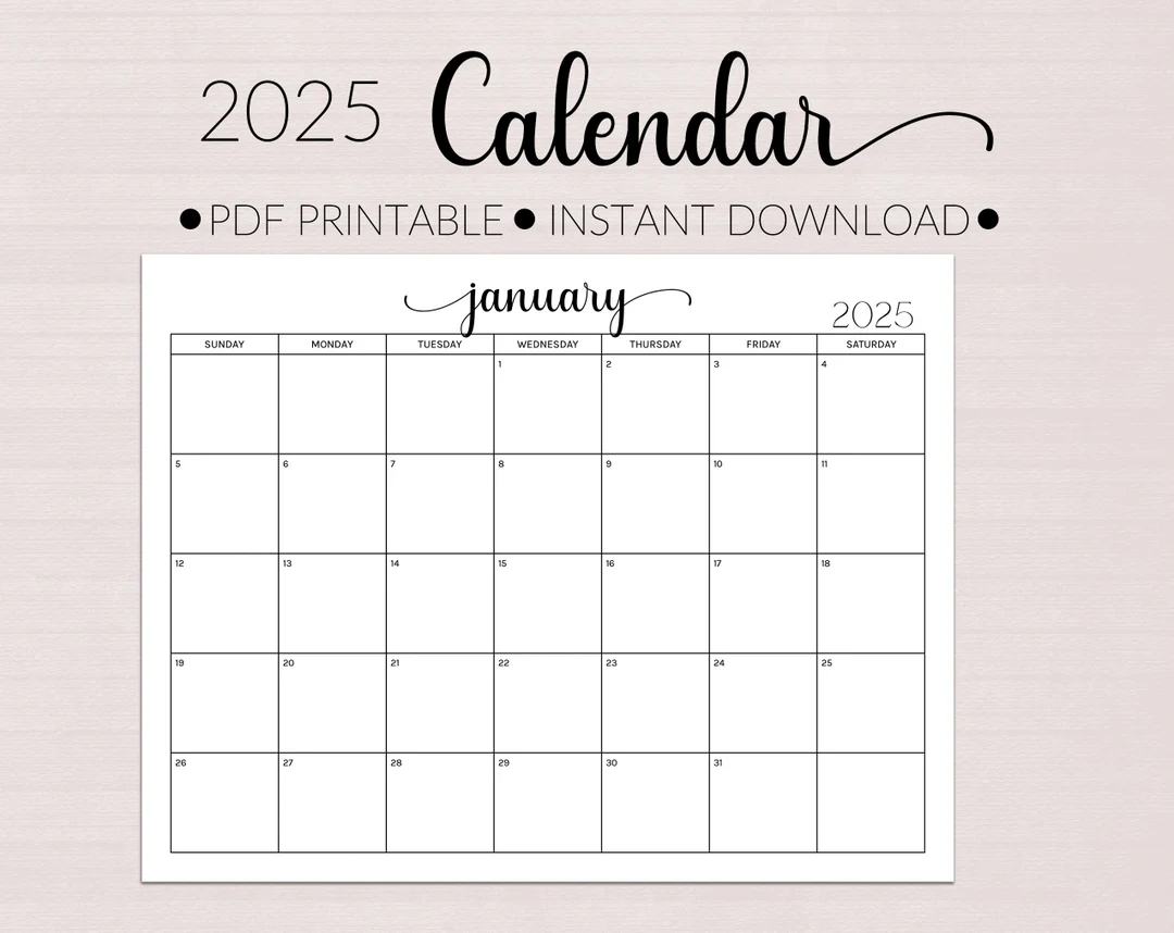 Blank Calendar 2025printable Free