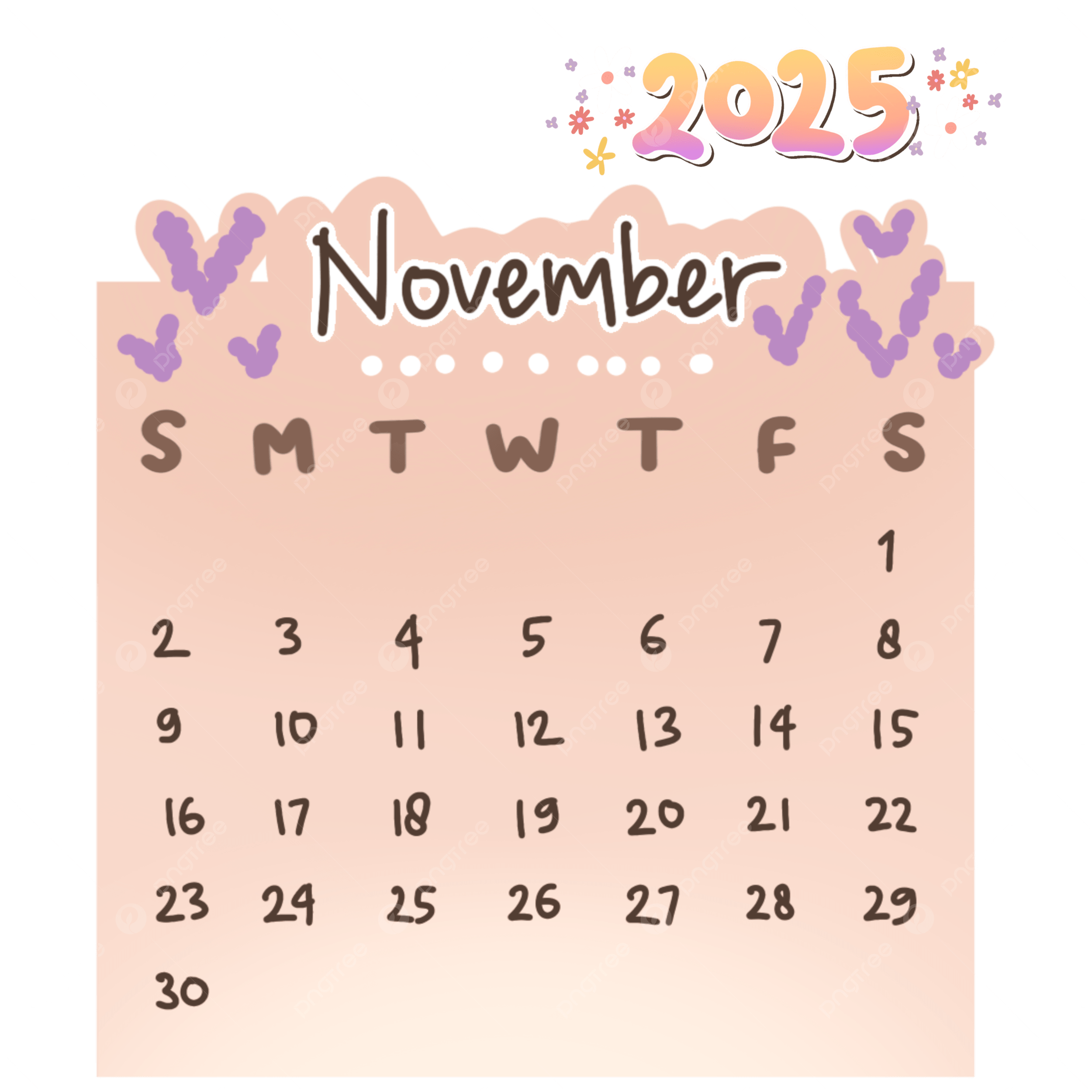 Blank Cute November 2025 Calendar