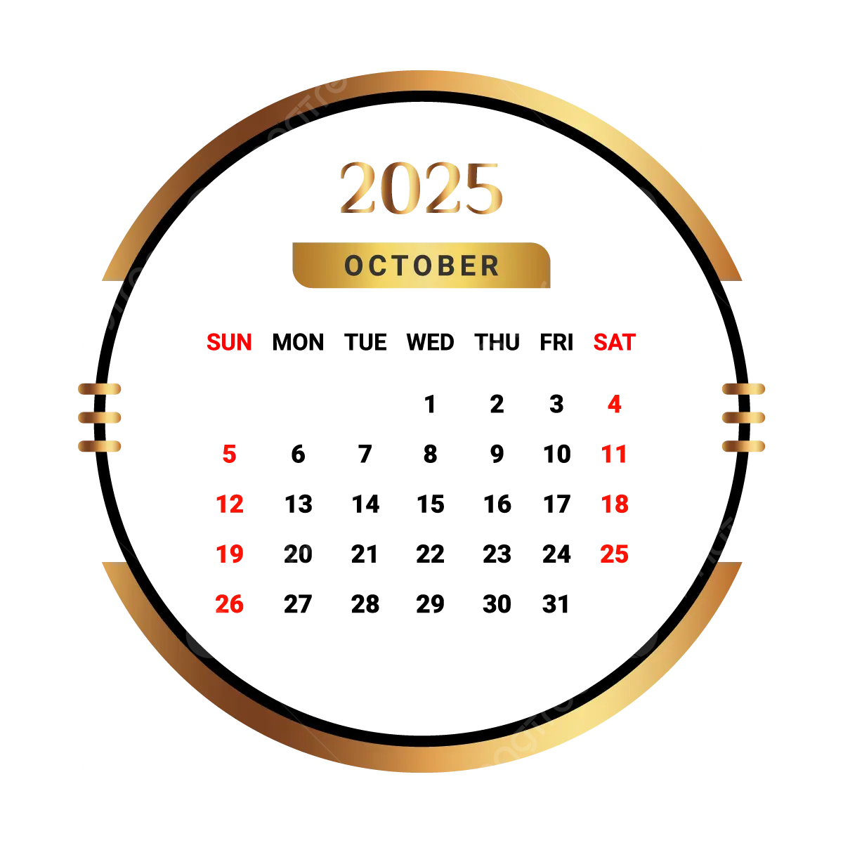 2025 October Month Calendar With Golden And Black Vector Monthly Calendar Calendar October 2025 PNG And Vector With Transparent Background For Free Download 2025 October Month Calendar With Golden And Black Vector Monthly Calendar Calendar October 2025 PNG And Vector With Transparent Background For Free Download