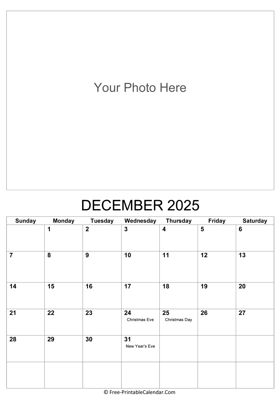 Blank Calendar Template For December 2025