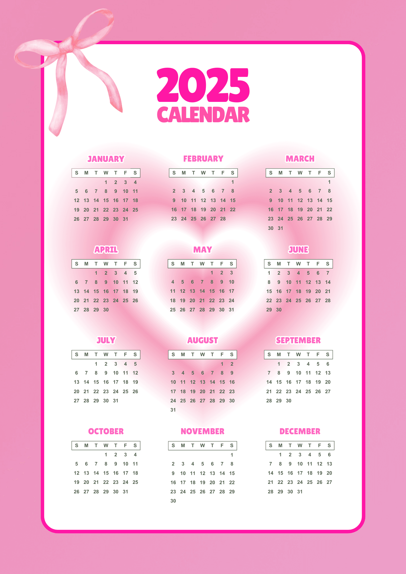 2025 Pink Calendar By Cxmilla j Raket PH