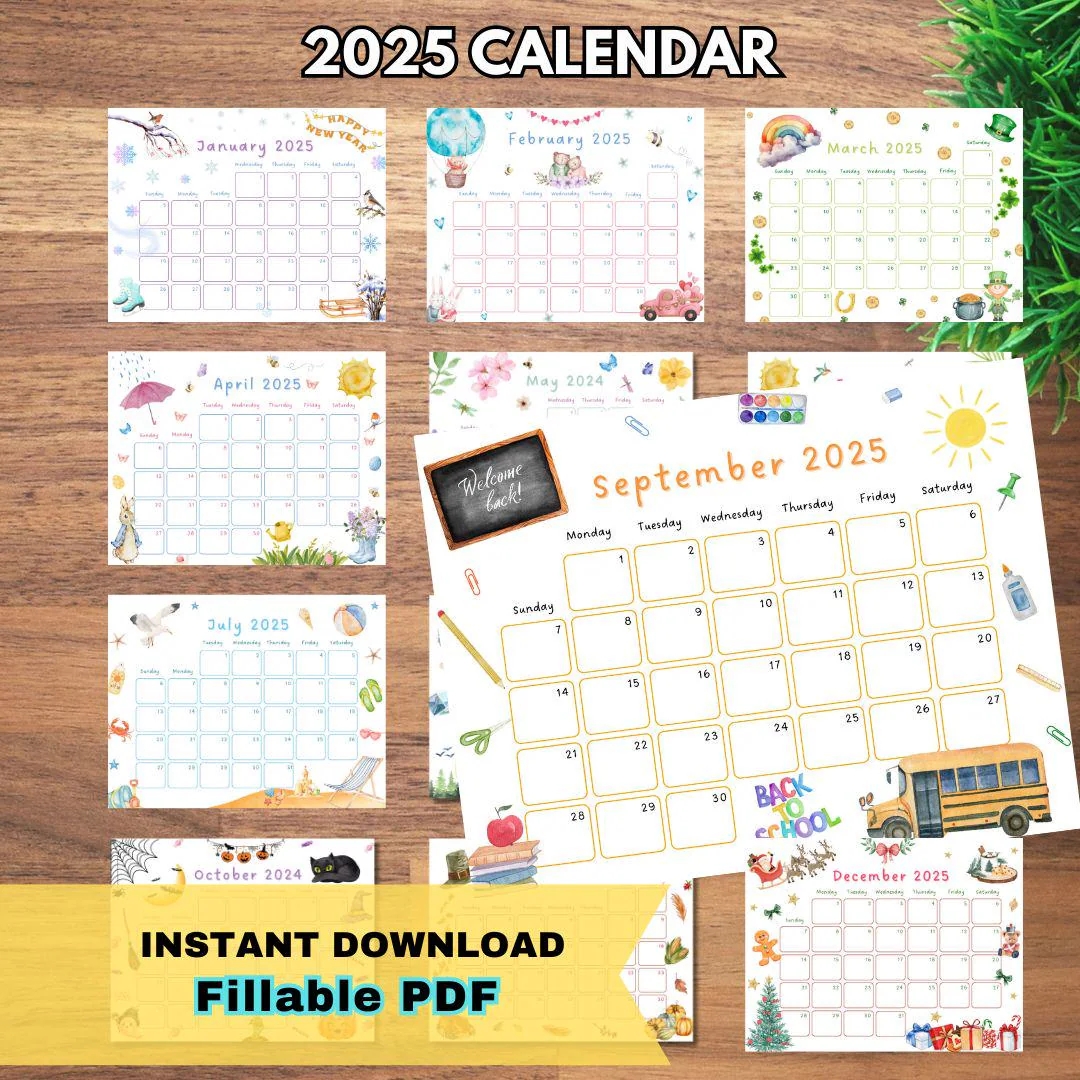 2025 Printable Calendar Editable PDF Printable Kids Calendar Daycare Schedule Children s Calendars Homeschool Calendar Classroom Decor Etsy 2025 Printable Calendar Editable PDF Printable Kids Calendar Daycare Schedule Children s Calendars Homeschool Calendar Classroom Decor Etsy